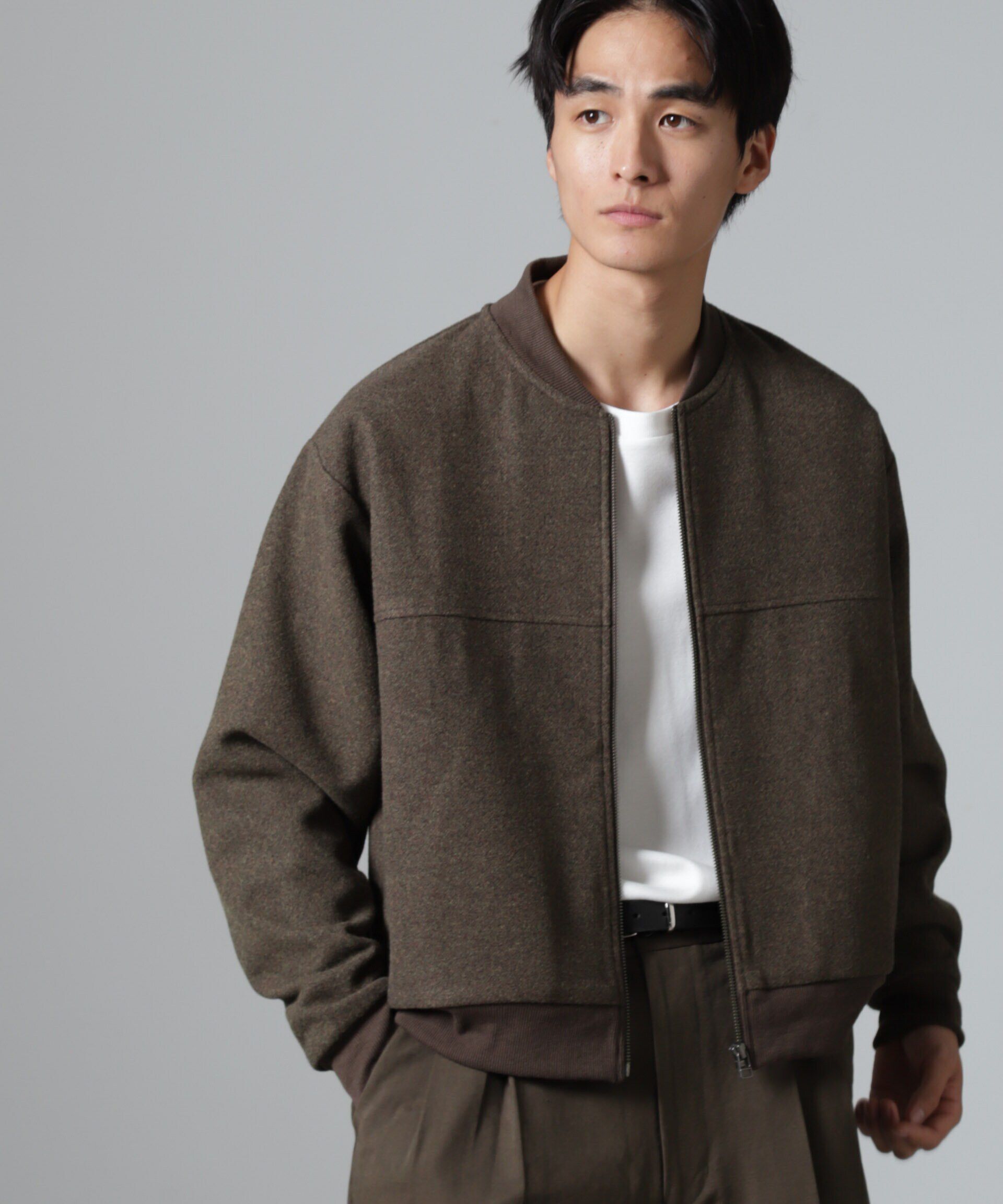 nano･universe「合繊メルトンボンバージャケット」|ブルゾン・スタジャン|