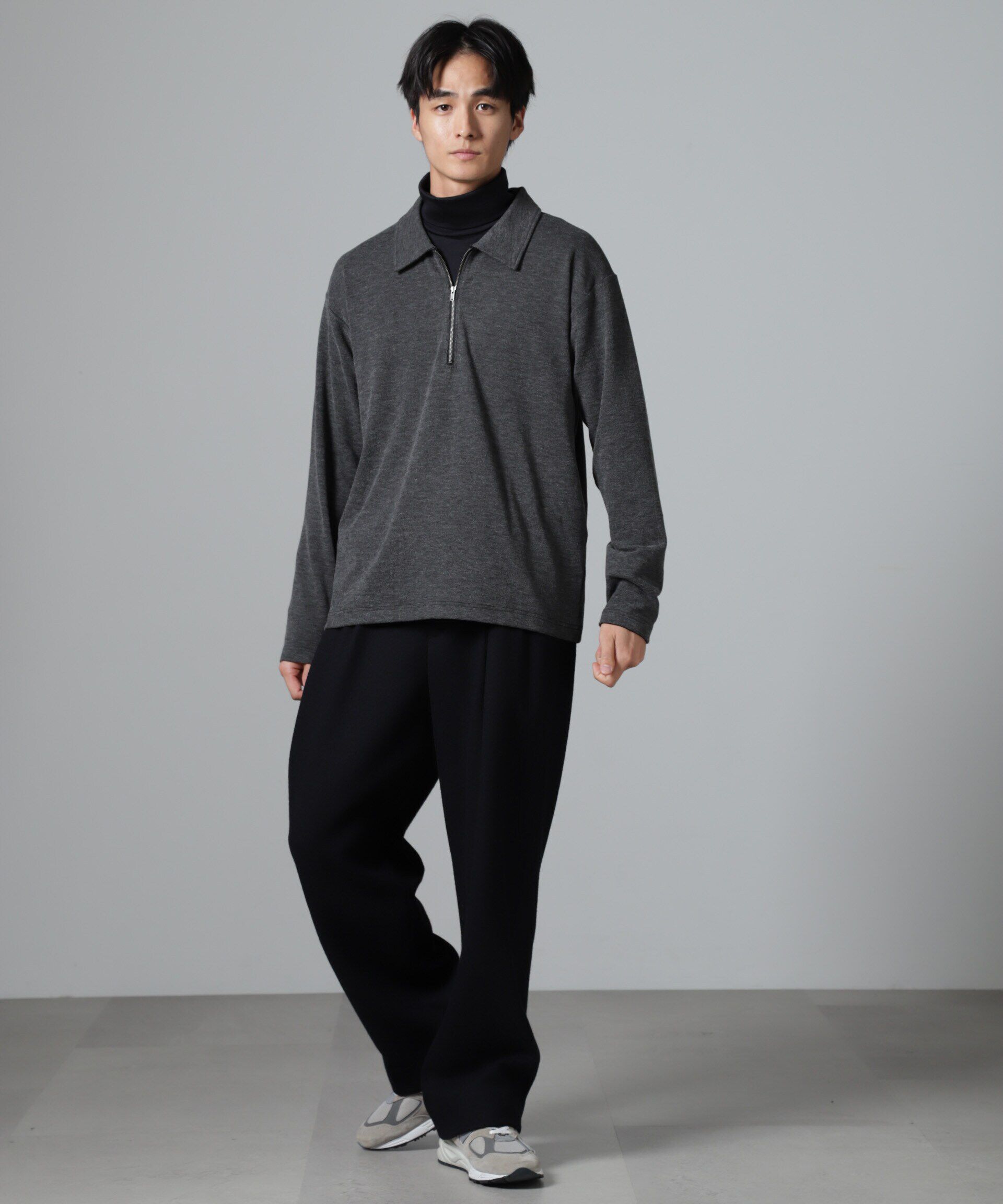 nano･universe「WEB限定/ストレッチテレコハーフジッププルオーバー 長袖」|Tシャツ・カットソー|