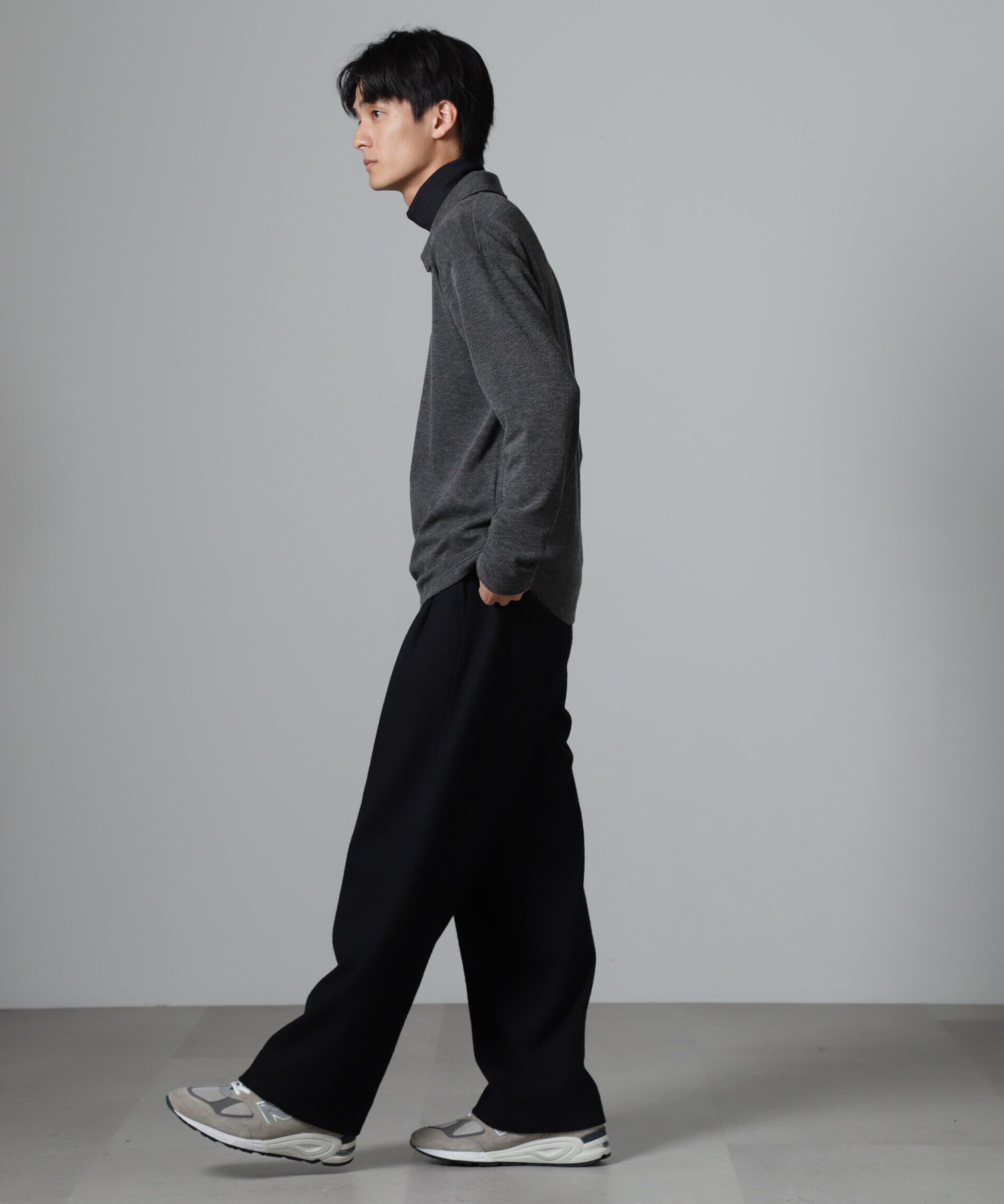 nano･universe「WEB限定/ストレッチテレコハーフジッププルオーバー 長袖」|Tシャツ・カットソー|