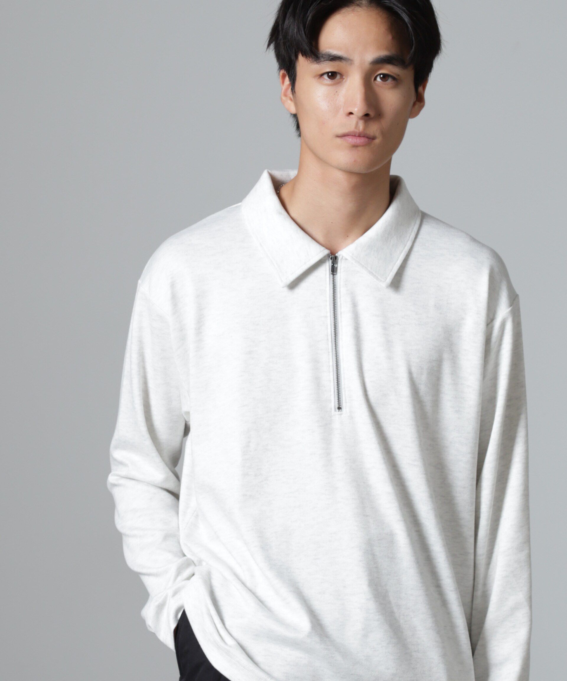 nano･universe「WEB限定/ストレッチテレコハーフジッププルオーバー 長袖」|Tシャツ・カットソー|