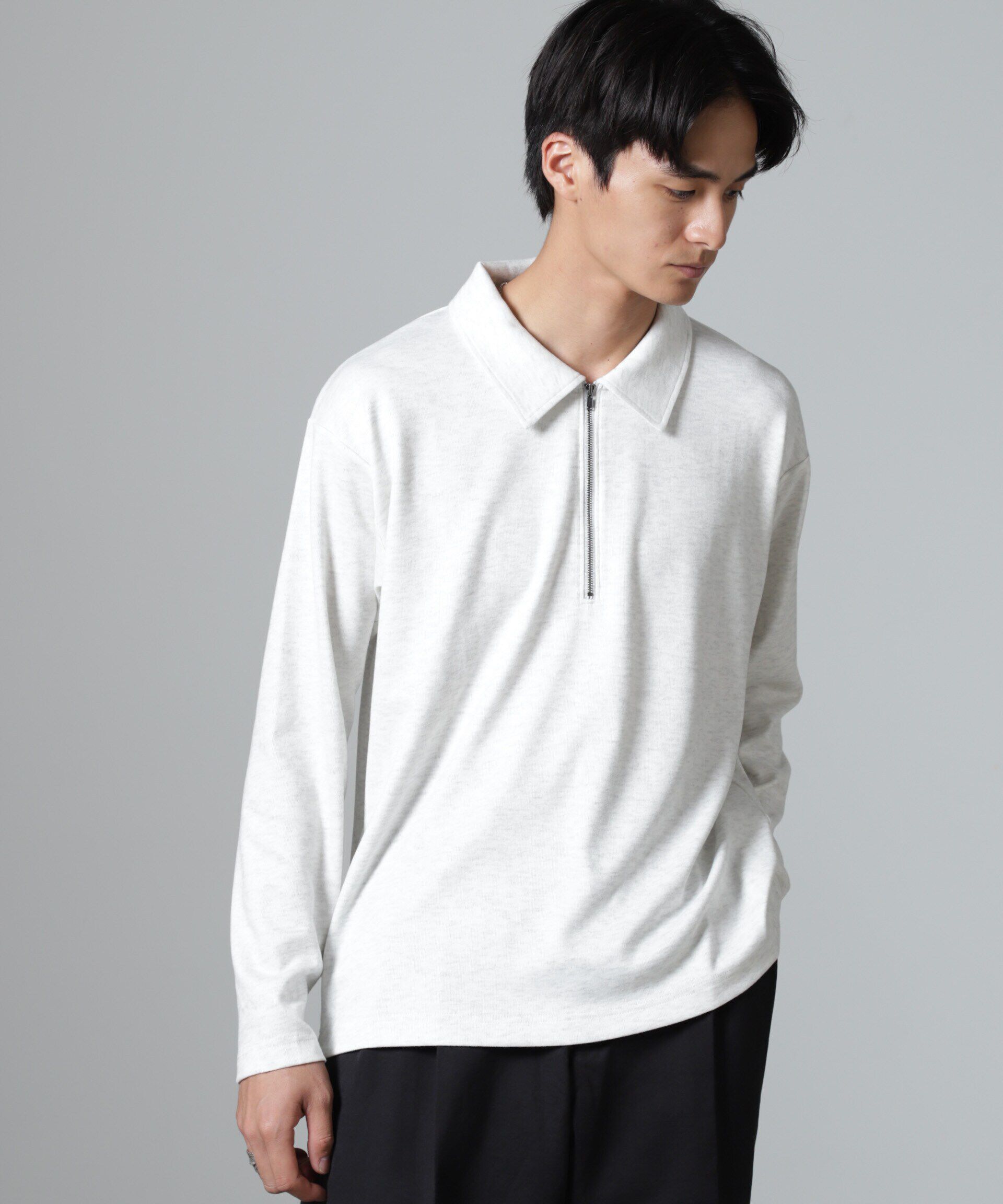 nano･universe「WEB限定/ストレッチテレコハーフジッププルオーバー 長袖」|Tシャツ・カットソー|