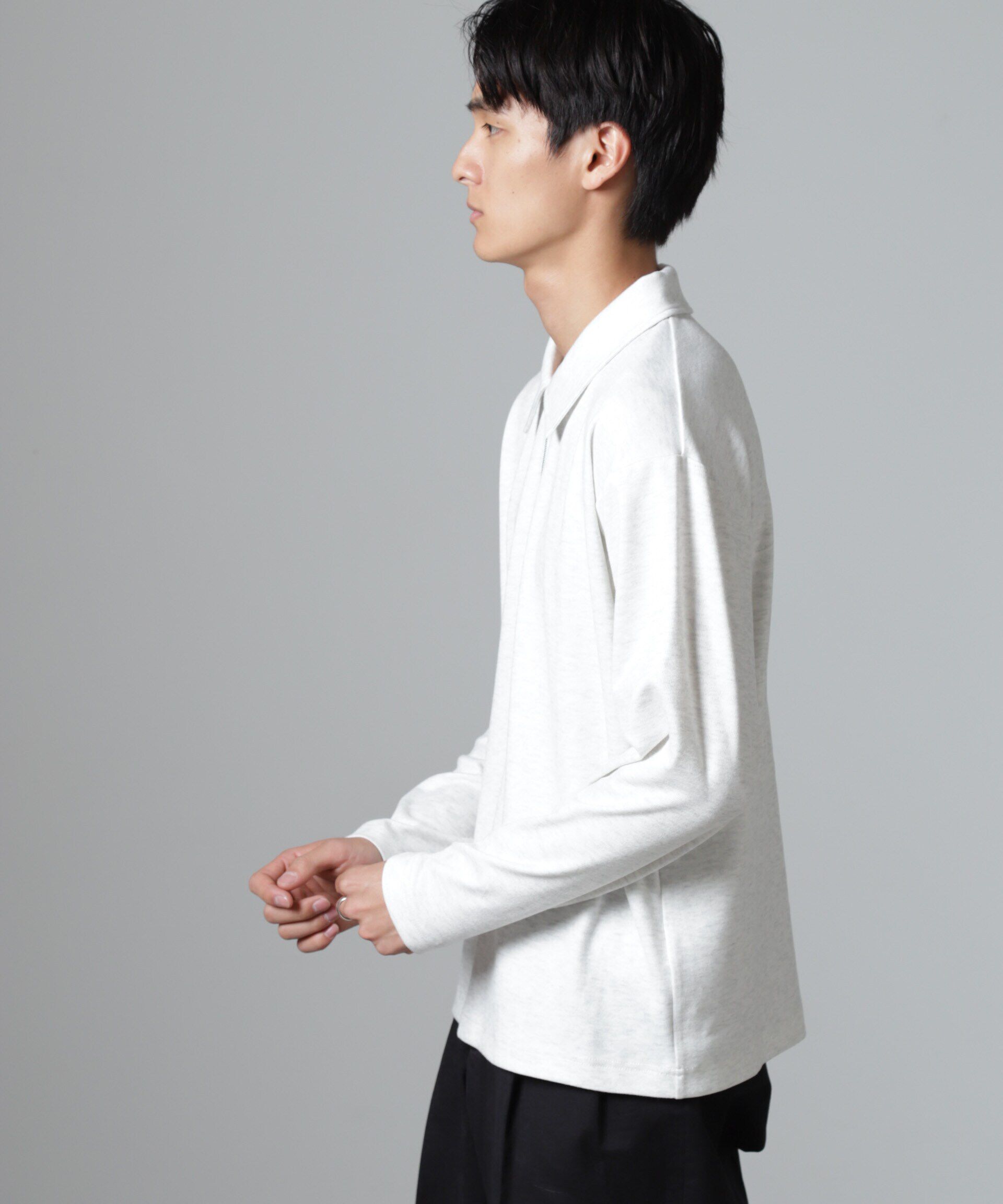 nano･universe「WEB限定/ストレッチテレコハーフジッププルオーバー 長袖」|Tシャツ・カットソー|