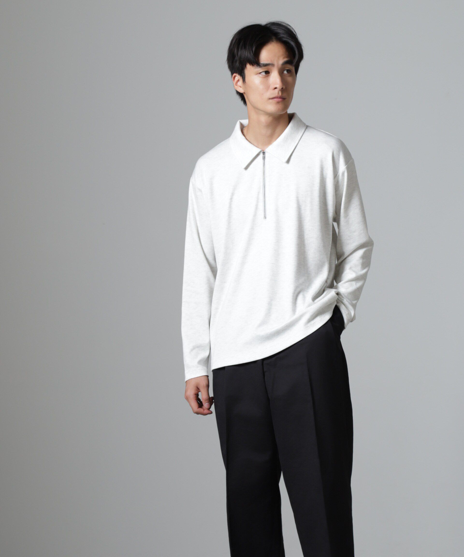 nano･universe「WEB限定/ストレッチテレコハーフジッププルオーバー 長袖」|Tシャツ・カットソー|