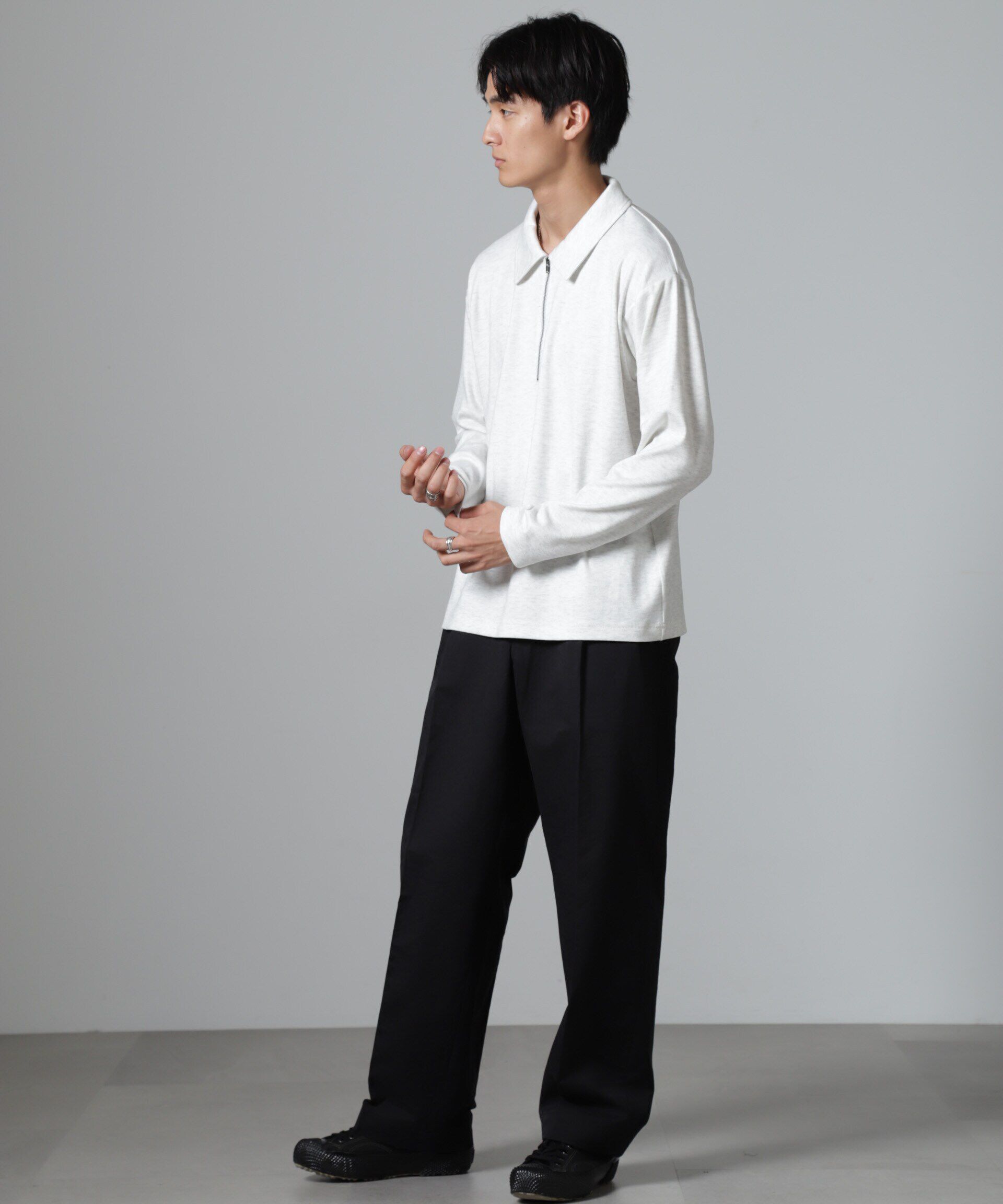 nano･universe「WEB限定/ストレッチテレコハーフジッププルオーバー 長袖」|Tシャツ・カットソー|