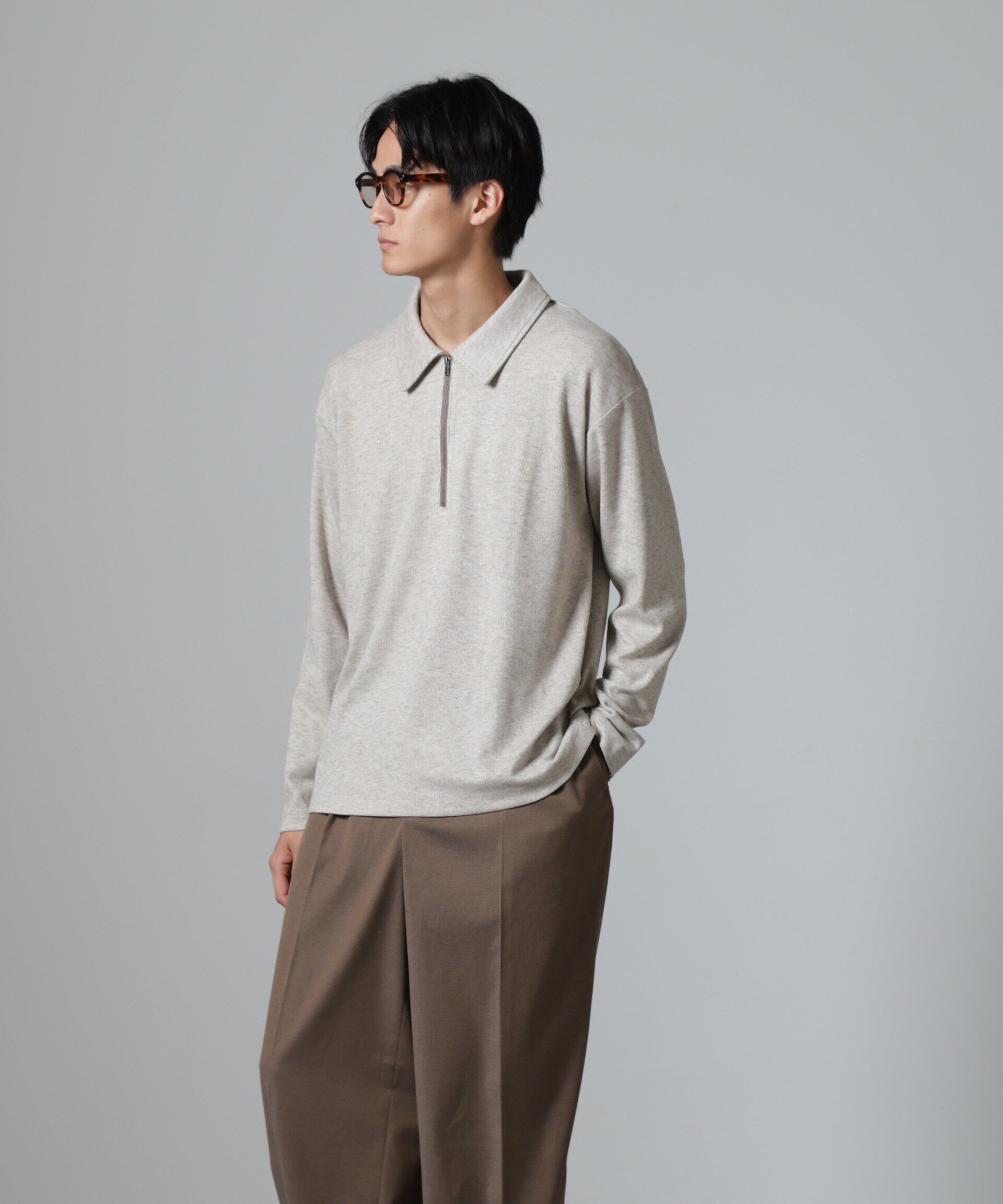 nano･universe「WEB限定/ストレッチテレコハーフジッププルオーバー 長袖」|Tシャツ・カットソー|