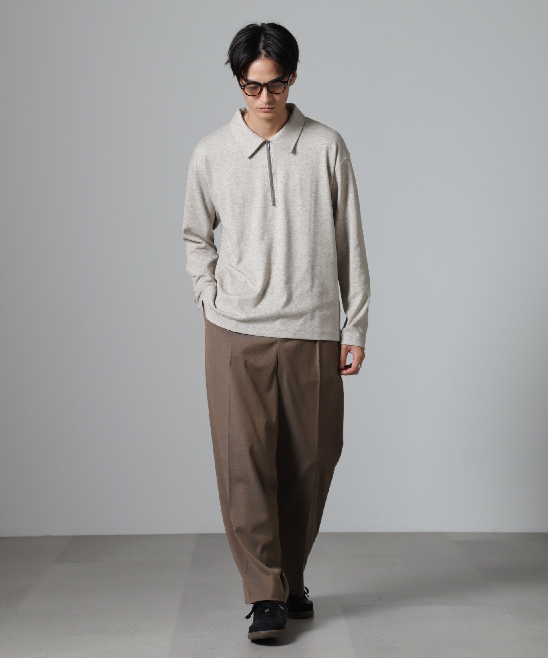 nano･universe「WEB限定/ストレッチテレコハーフジッププルオーバー 長袖」|Tシャツ・カットソー|