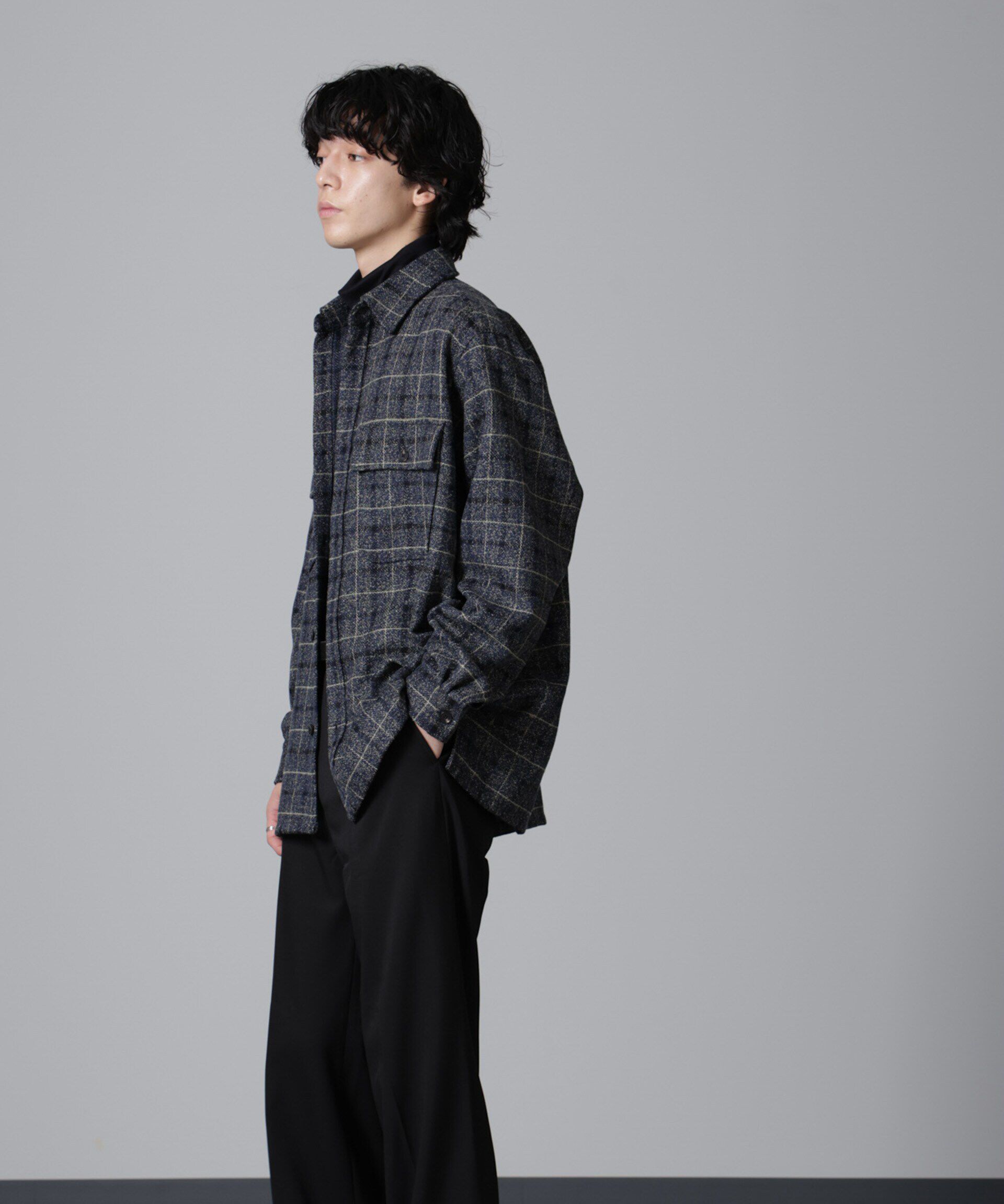 nano･universe「ライトツイードダブルポケットシャツブルゾン」|ブルゾン・スタジャン|