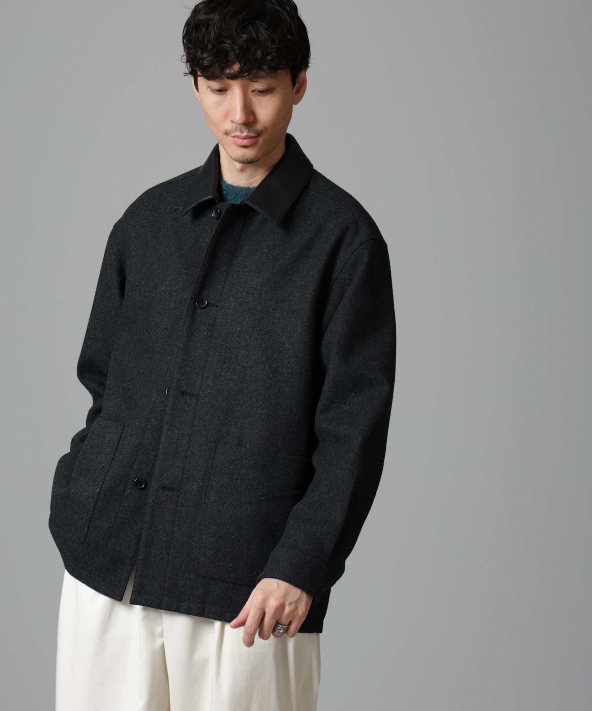 nano･universe「ツイードライクカバージャケット」|ブルゾン・スタジャン|