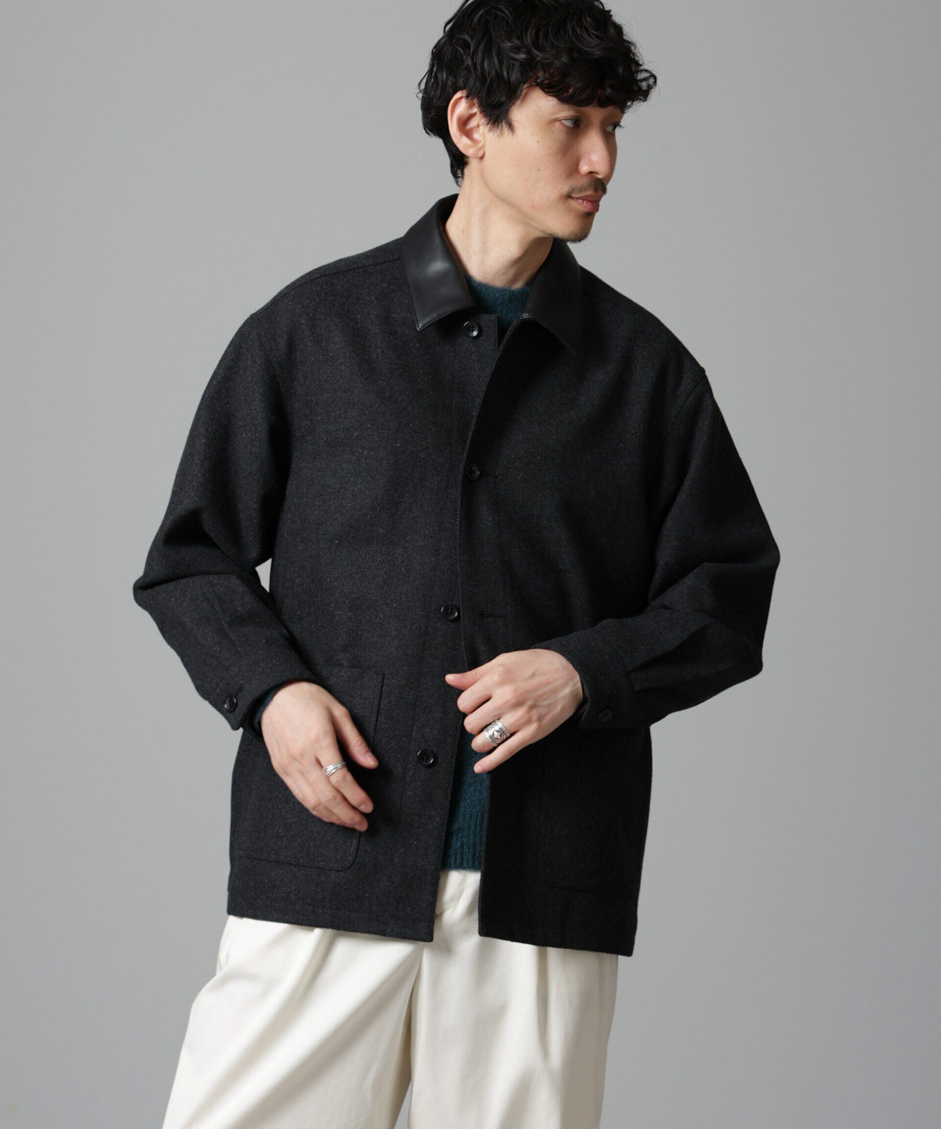 nano･universe「ツイードライクカバージャケット」|ブルゾン・スタジャン|