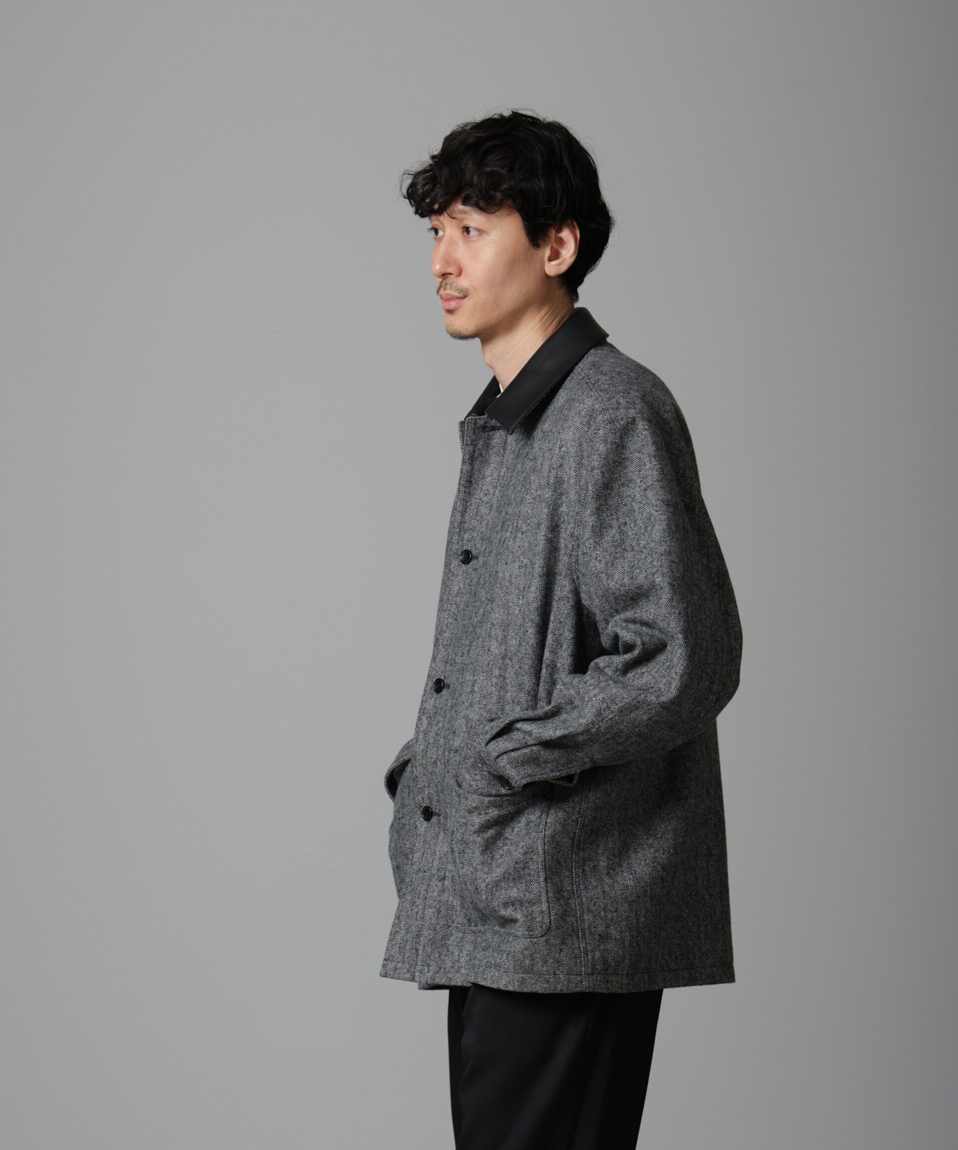 nano･universe「ツイードライクカバージャケット」|ブルゾン・スタジャン|L.グレー1