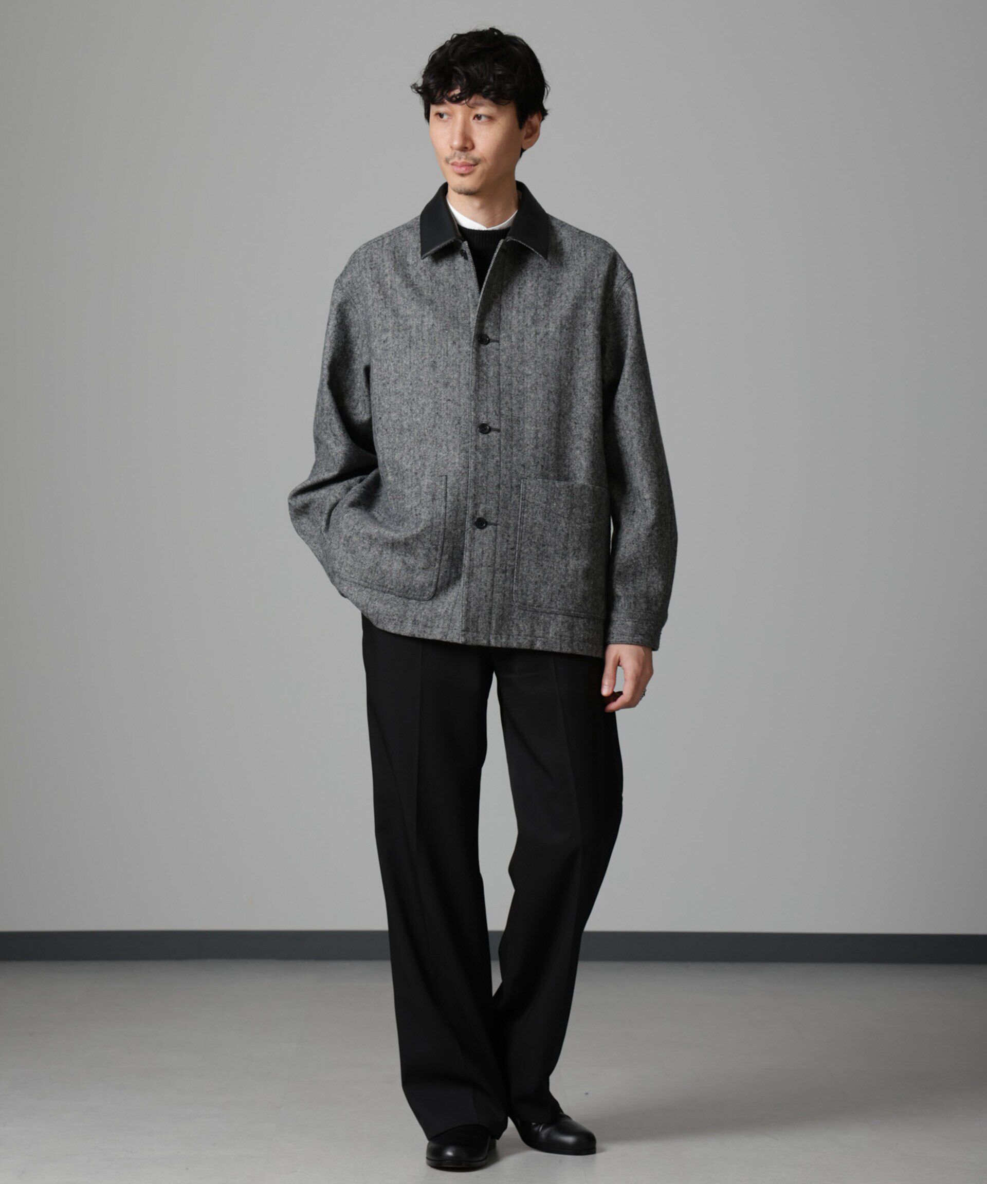 nano･universe「ツイードライクカバージャケット」|ブルゾン・スタジャン|