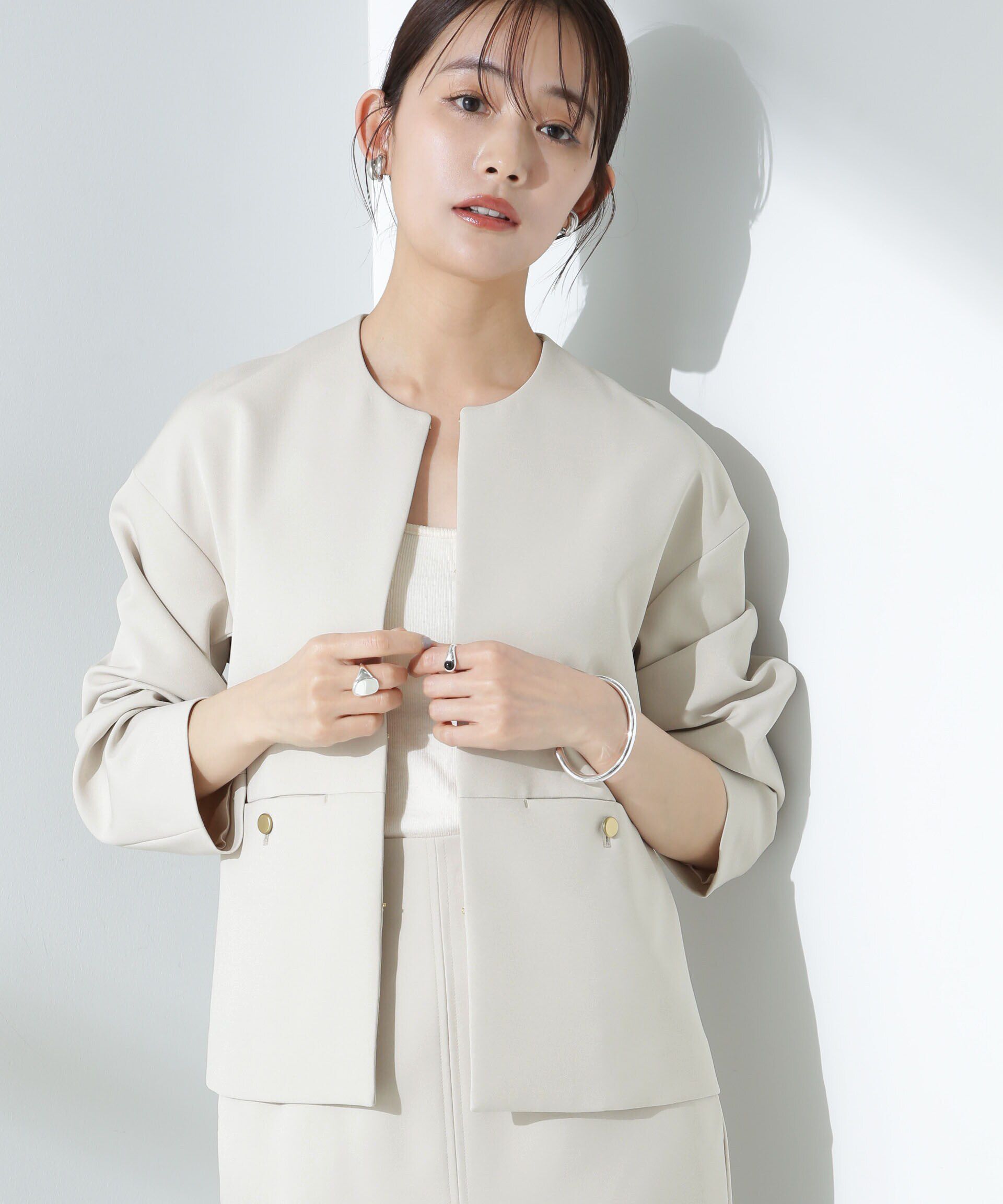 nano･universe「デイリーファンクション ノーカラージャケット(セットアップ可)」|テーラードジャケット|アイボリー7