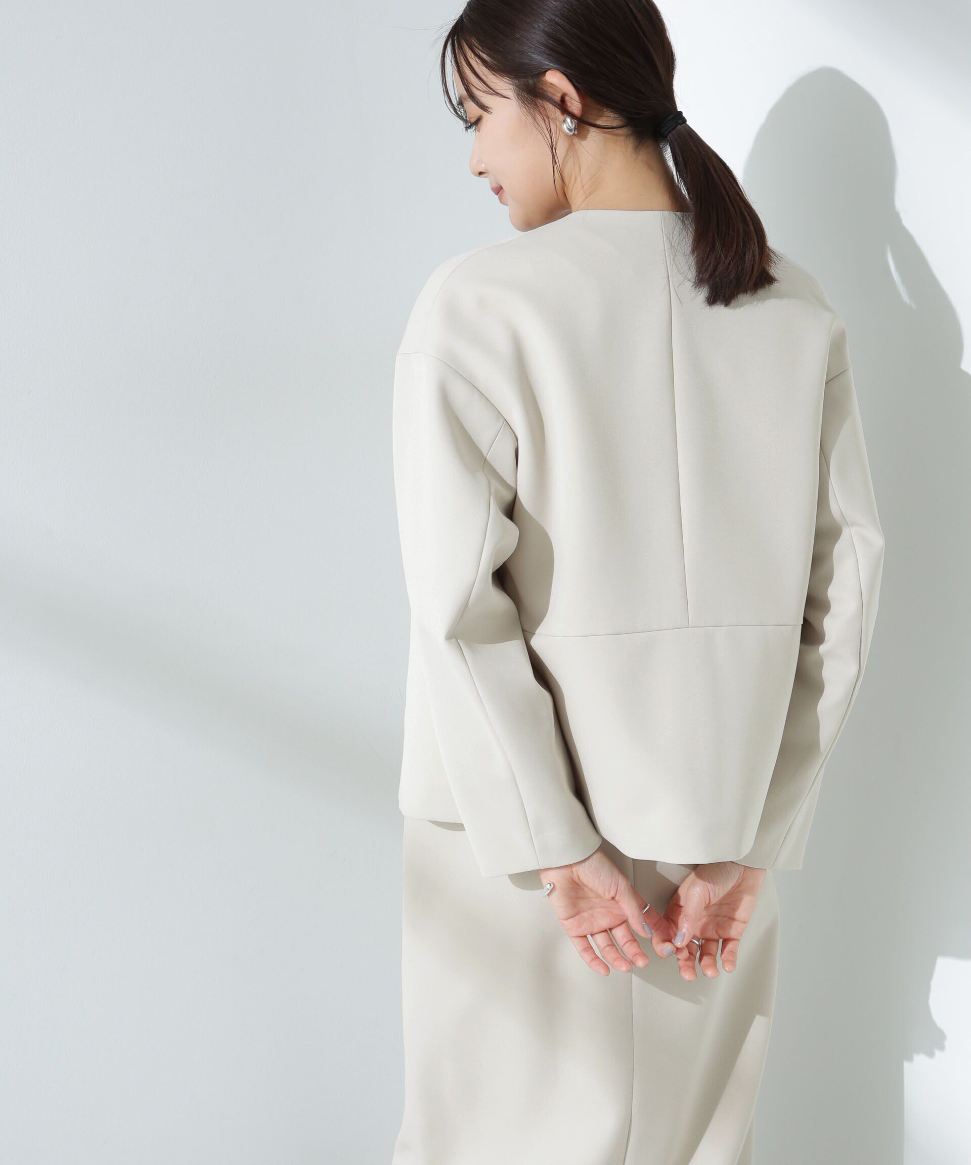 nano･universe「デイリーファンクション ノーカラージャケット(セットアップ可)」|テーラードジャケット|