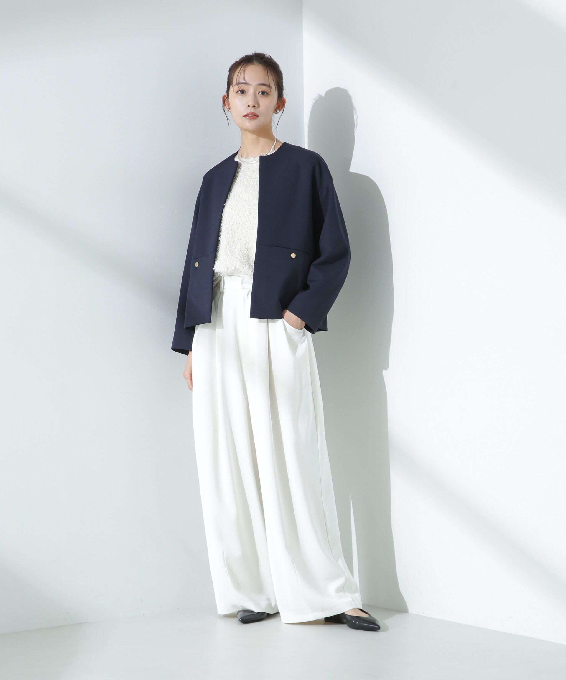 nano･universe「デイリーファンクション ノーカラージャケット(セットアップ可)」|テーラードジャケット|