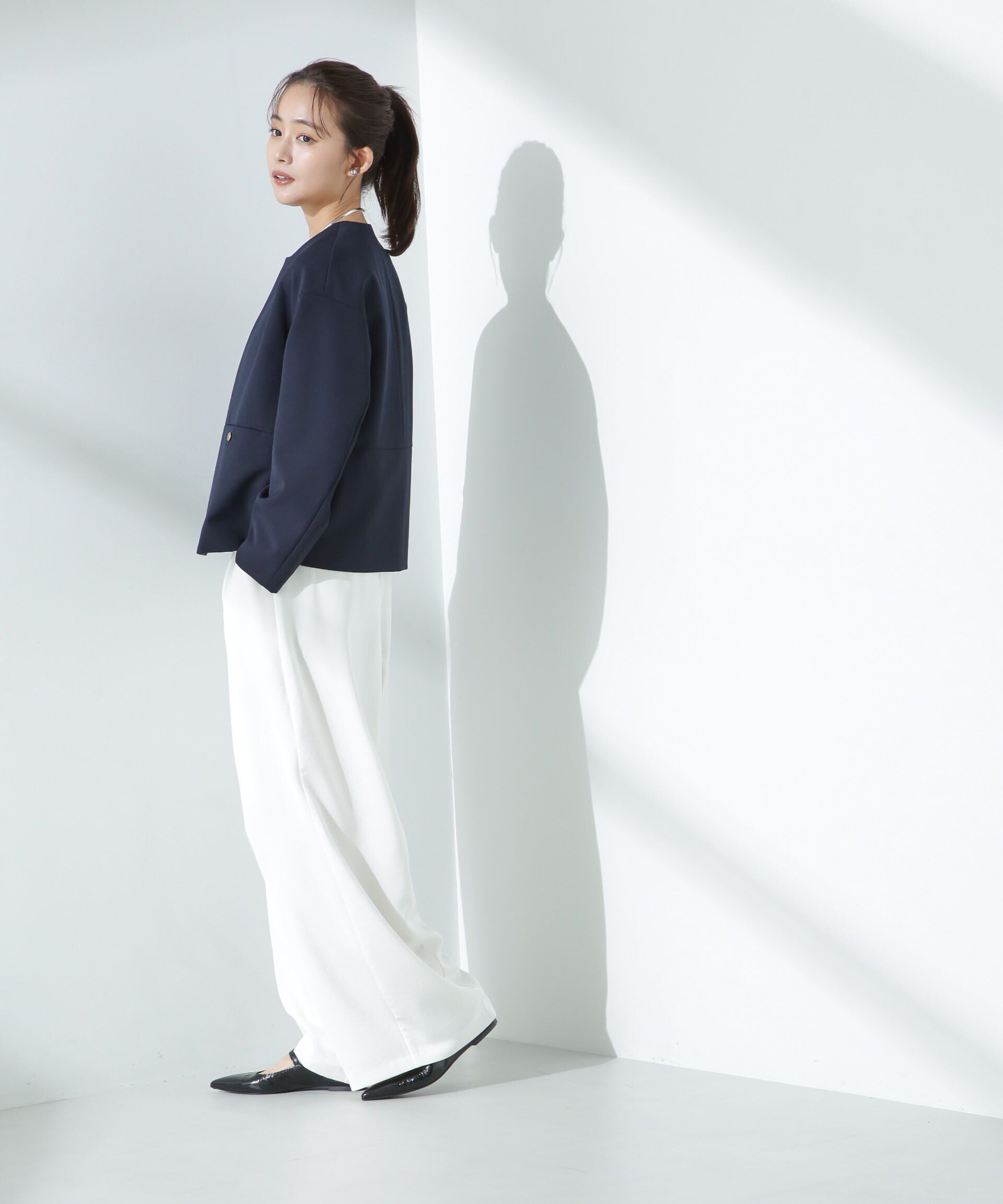 nano･universe「デイリーファンクション ノーカラージャケット(セットアップ可)」|テーラードジャケット|