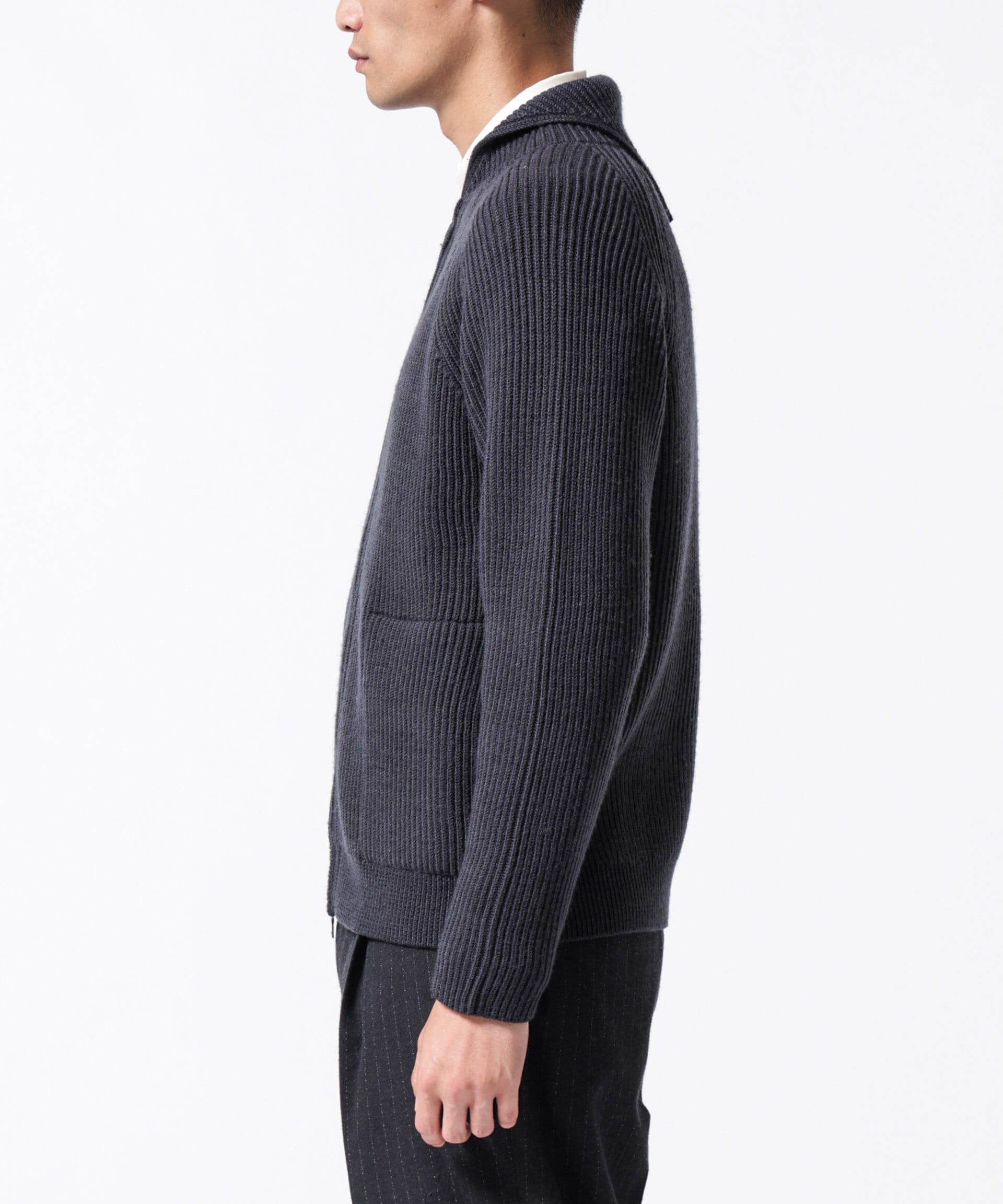 nano･universe「「ASSEMBLANC」フレンチウールスカーフカラージップニット」|ニット・セーター|