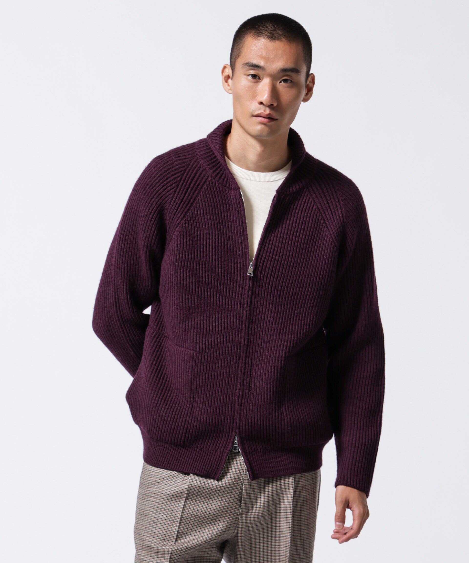 nano･universe「「ASSEMBLANC」フレンチウールスカーフカラージップニット」|ニット・セーター|