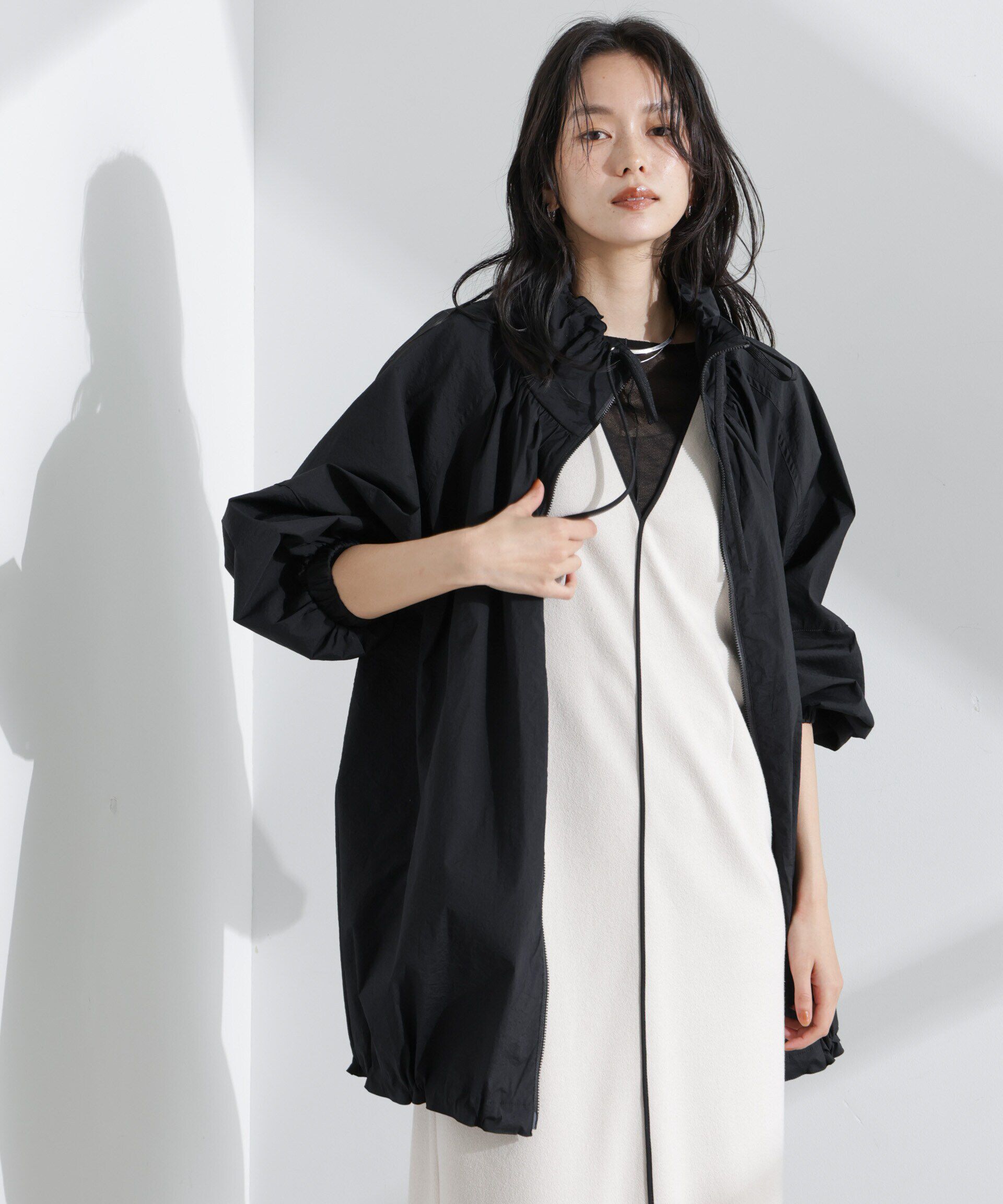 nano･universe「ナイロンワッシャーオーバーサイズライトブルゾン」|ブルゾン・スタジャン|