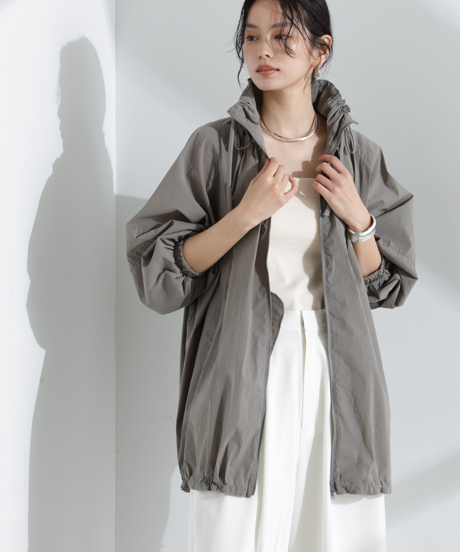 nano･universe「ナイロンワッシャーオーバーサイズライトブルゾン」|ブルゾン・スタジャン|