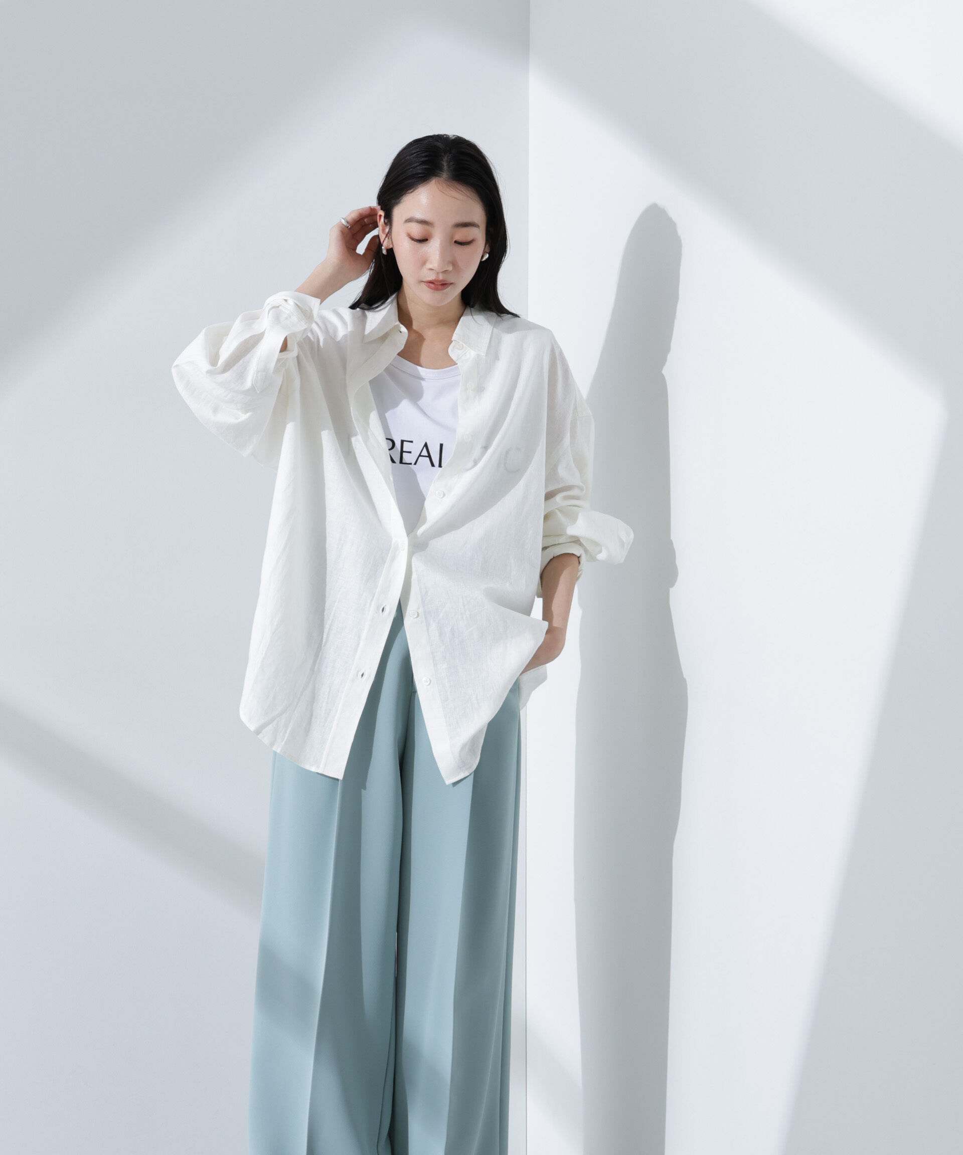 nano･universe「Anti Smell Linen ベーシックワイドシャツ」|シャツ・ブラウス|