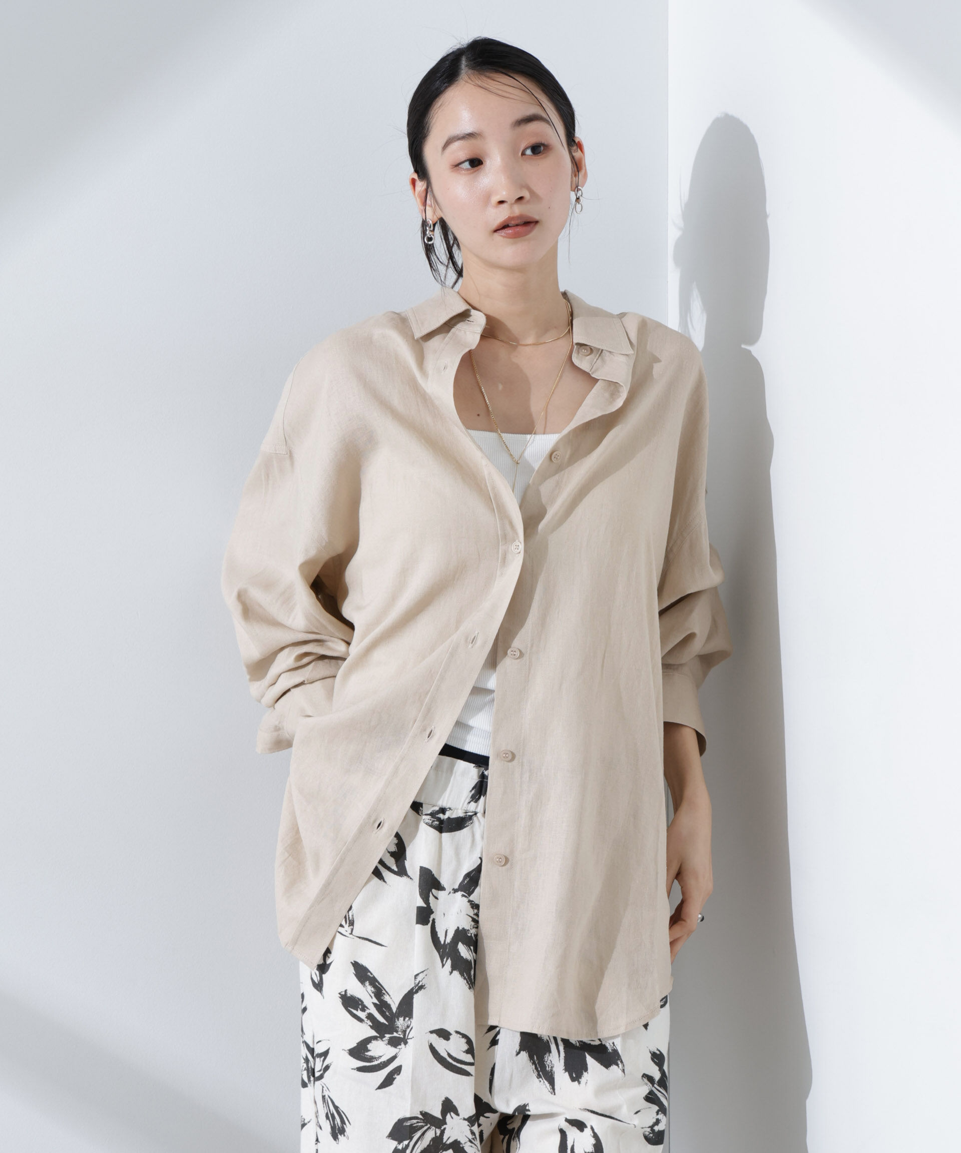 nano･universe「Anti Smell Linen ベーシックワイドシャツ」|シャツ・ブラウス|