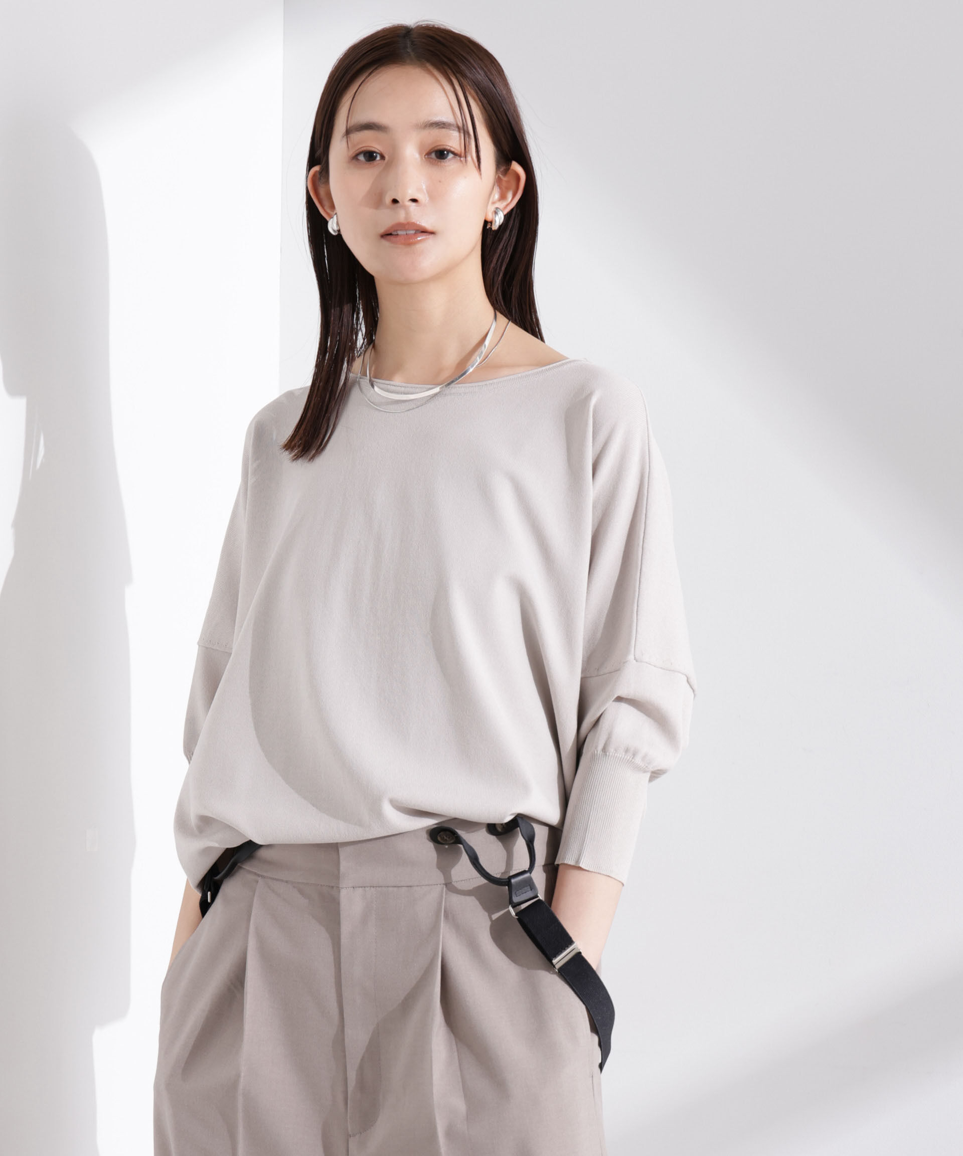 nano･universe「洗濯機洗い可UVカット接触冷感ワイドニットプルオーバー」|ニット・セーター|