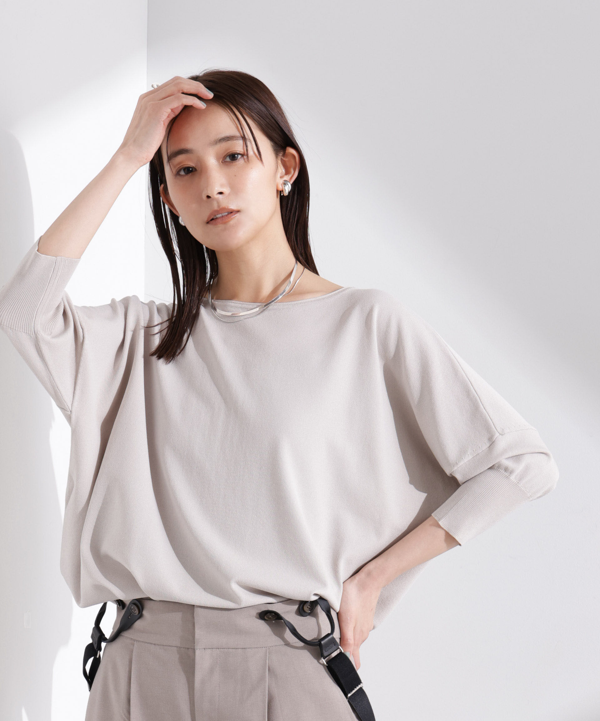 nano･universe「洗濯機洗い可UVカット接触冷感ワイドニットプルオーバー」|ニット・セーター|