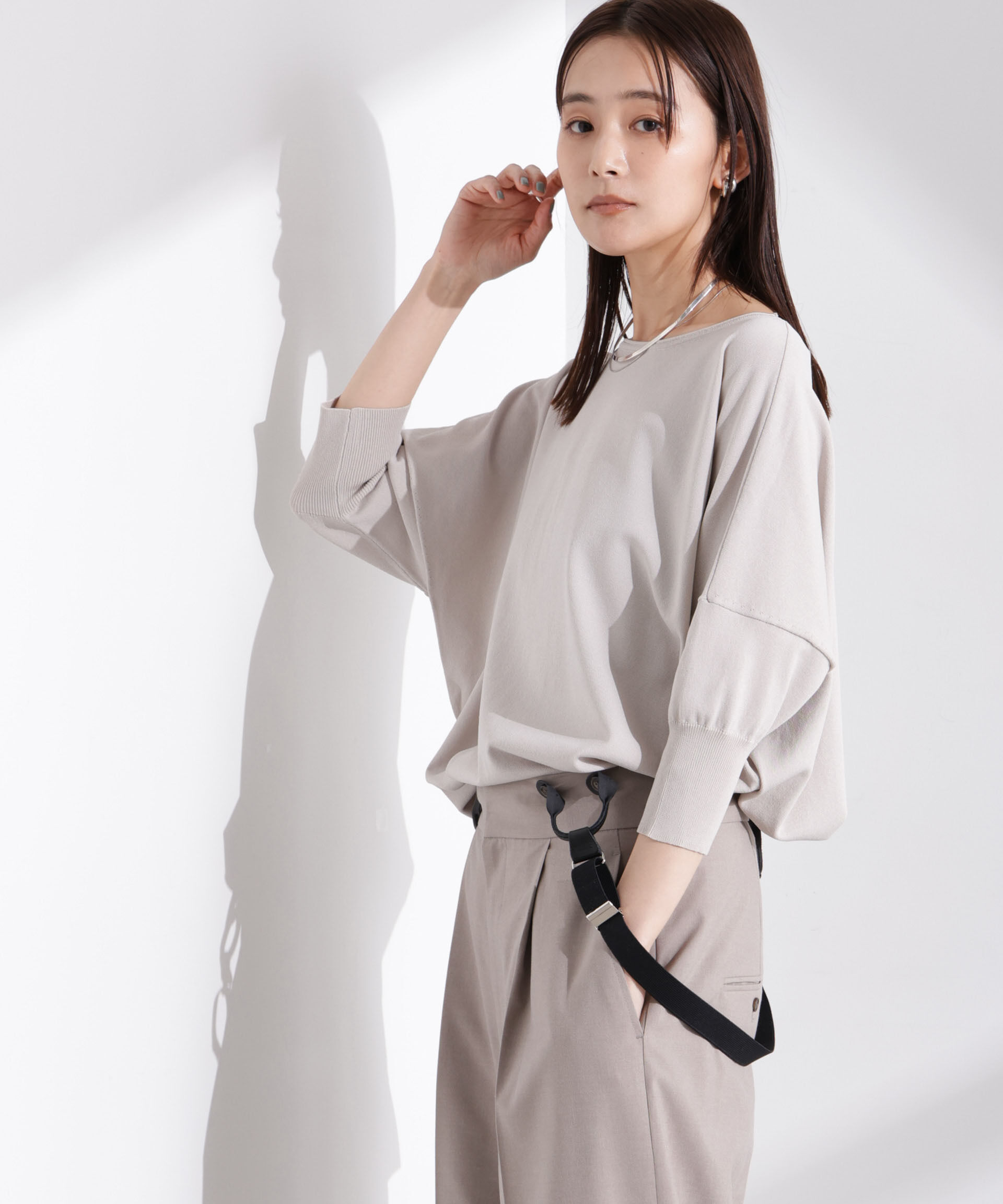 nano･universe「洗濯機洗い可UVカット接触冷感ワイドニットプルオーバー」|ニット・セーター|