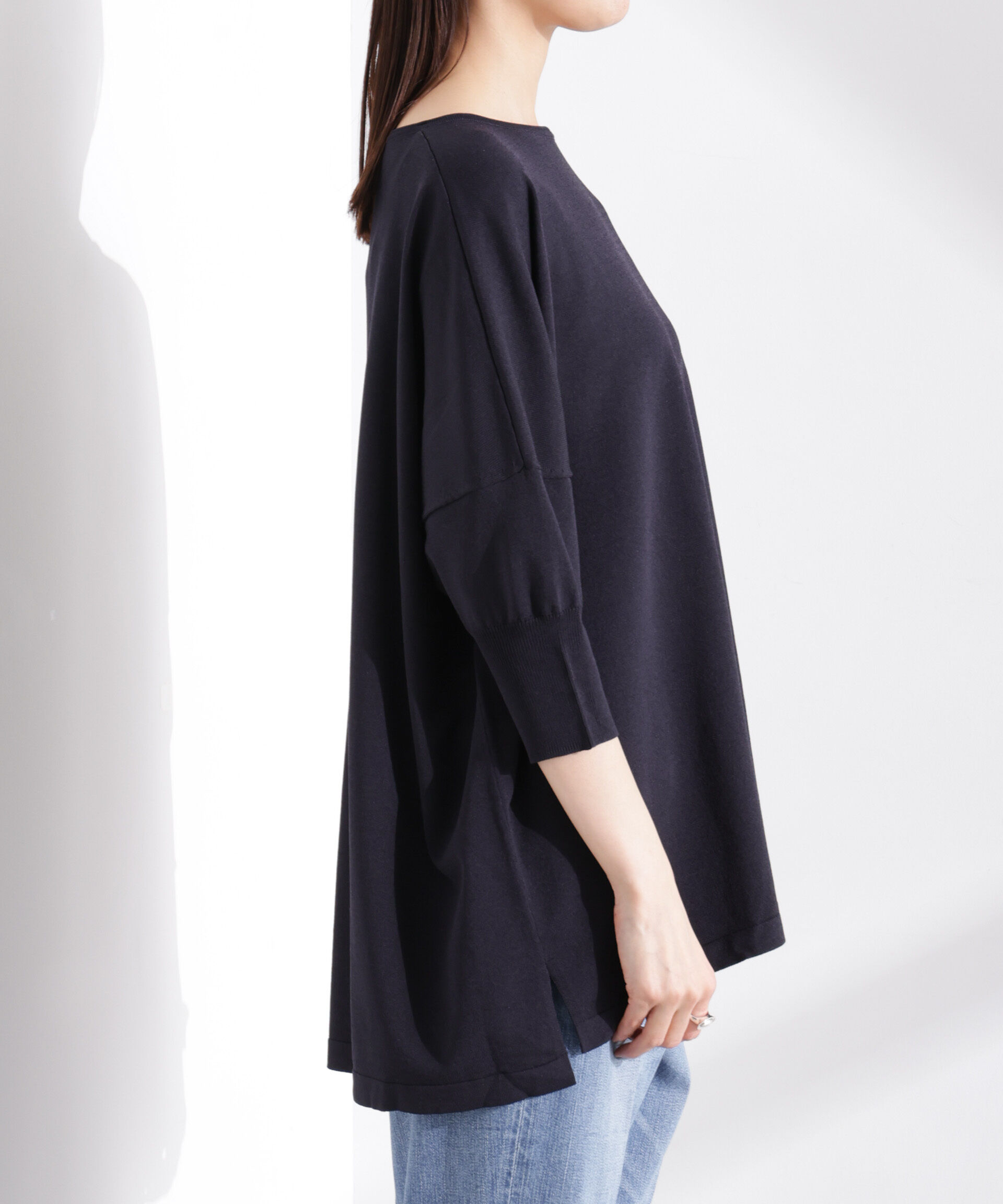 nano･universe「洗濯機洗い可UVカット接触冷感ワイドニットプルオーバー」|ニット・セーター|