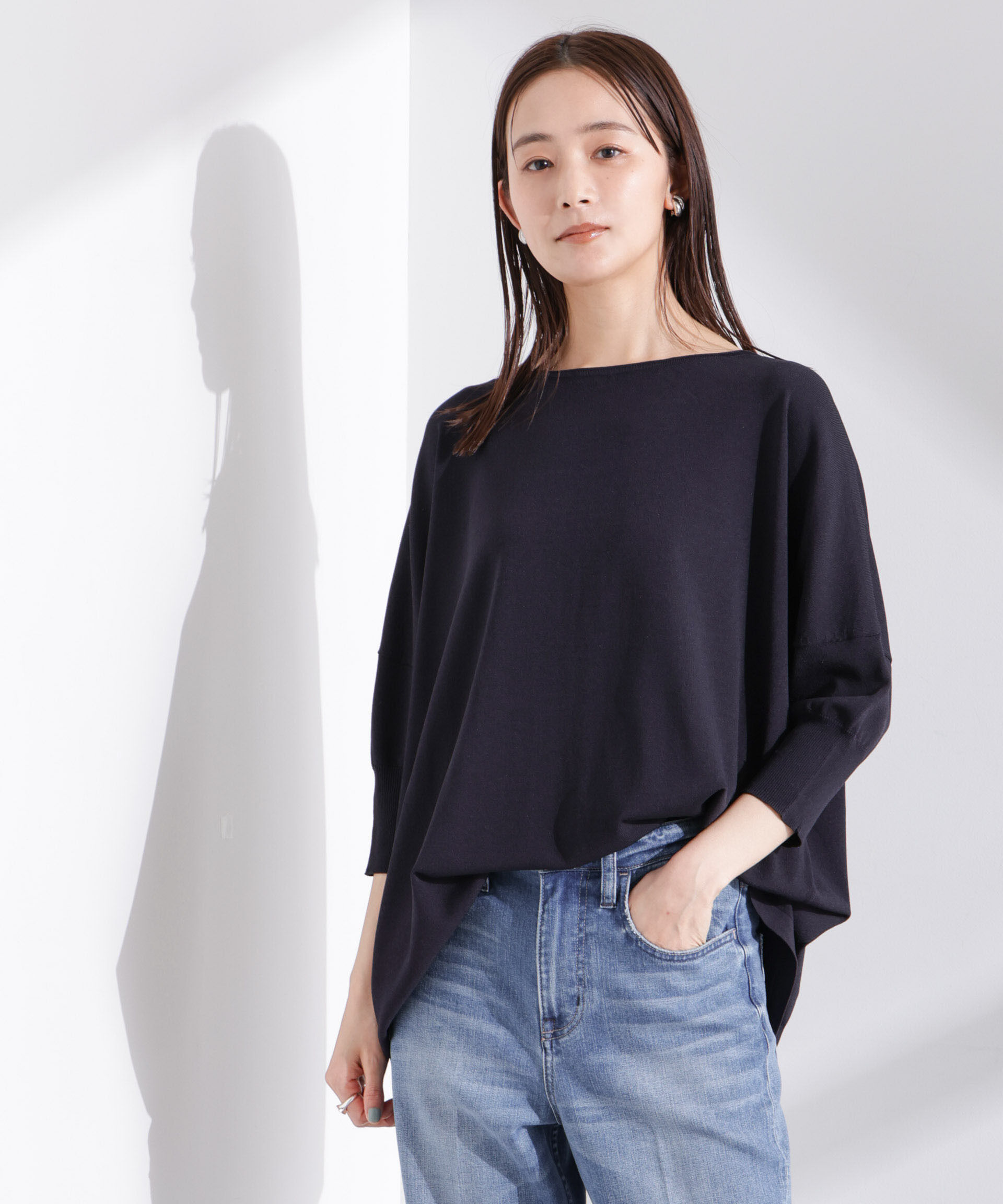 nano･universe「洗濯機洗い可UVカット接触冷感ワイドニットプルオーバー」|ニット・セーター|