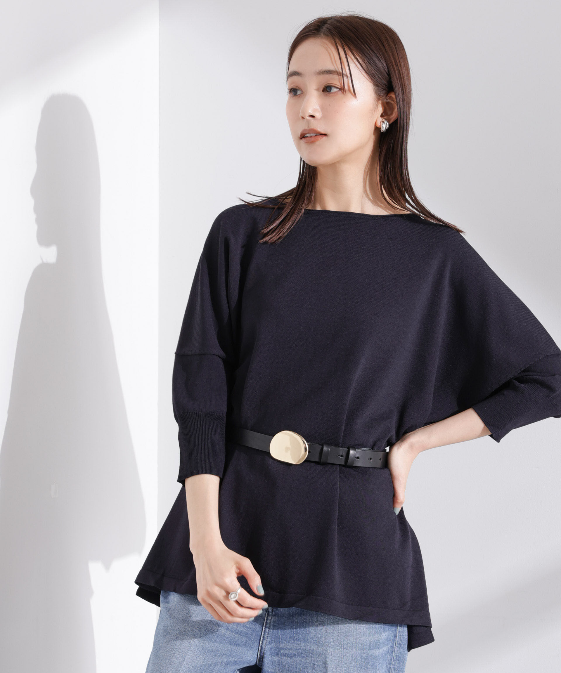 nano･universe「洗濯機洗い可UVカット接触冷感ワイドニットプルオーバー」|ニット・セーター|