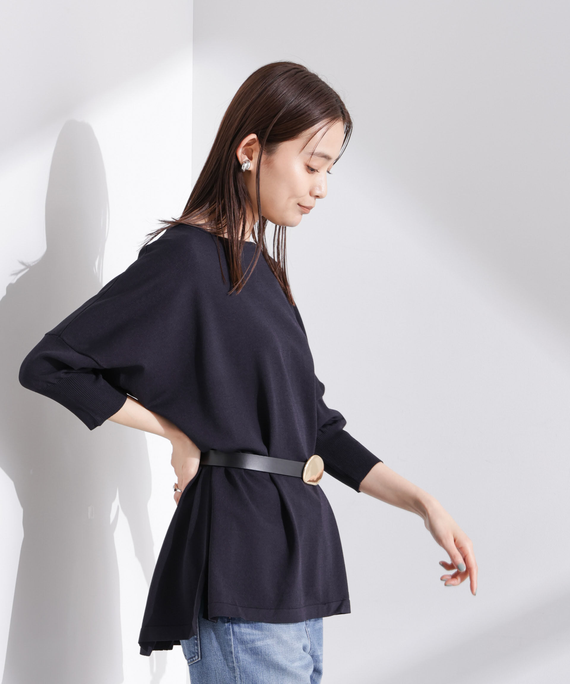 nano･universe「洗濯機洗い可UVカット接触冷感ワイドニットプルオーバー」|ニット・セーター|