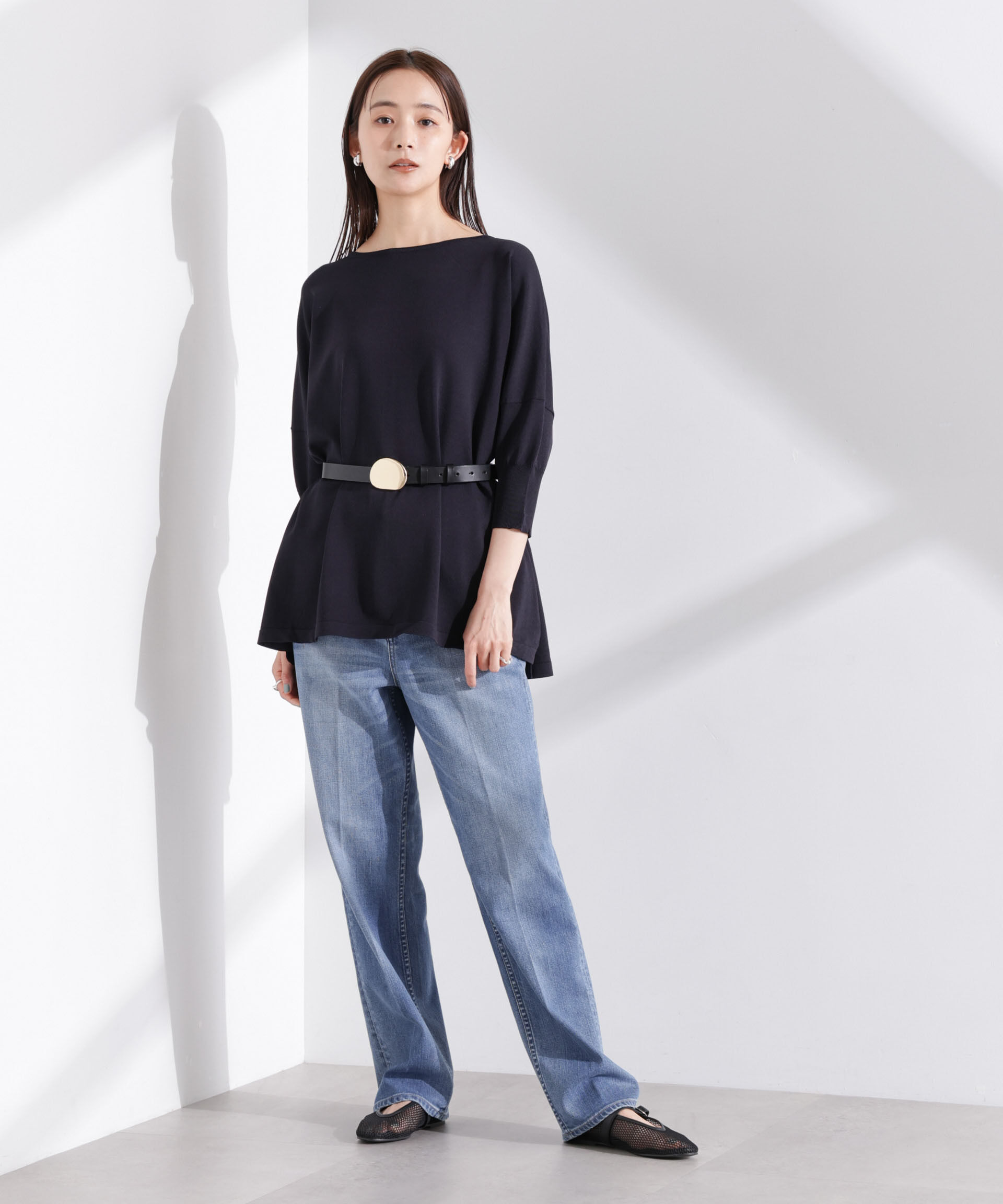 nano･universe「洗濯機洗い可UVカット接触冷感ワイドニットプルオーバー」|ニット・セーター|