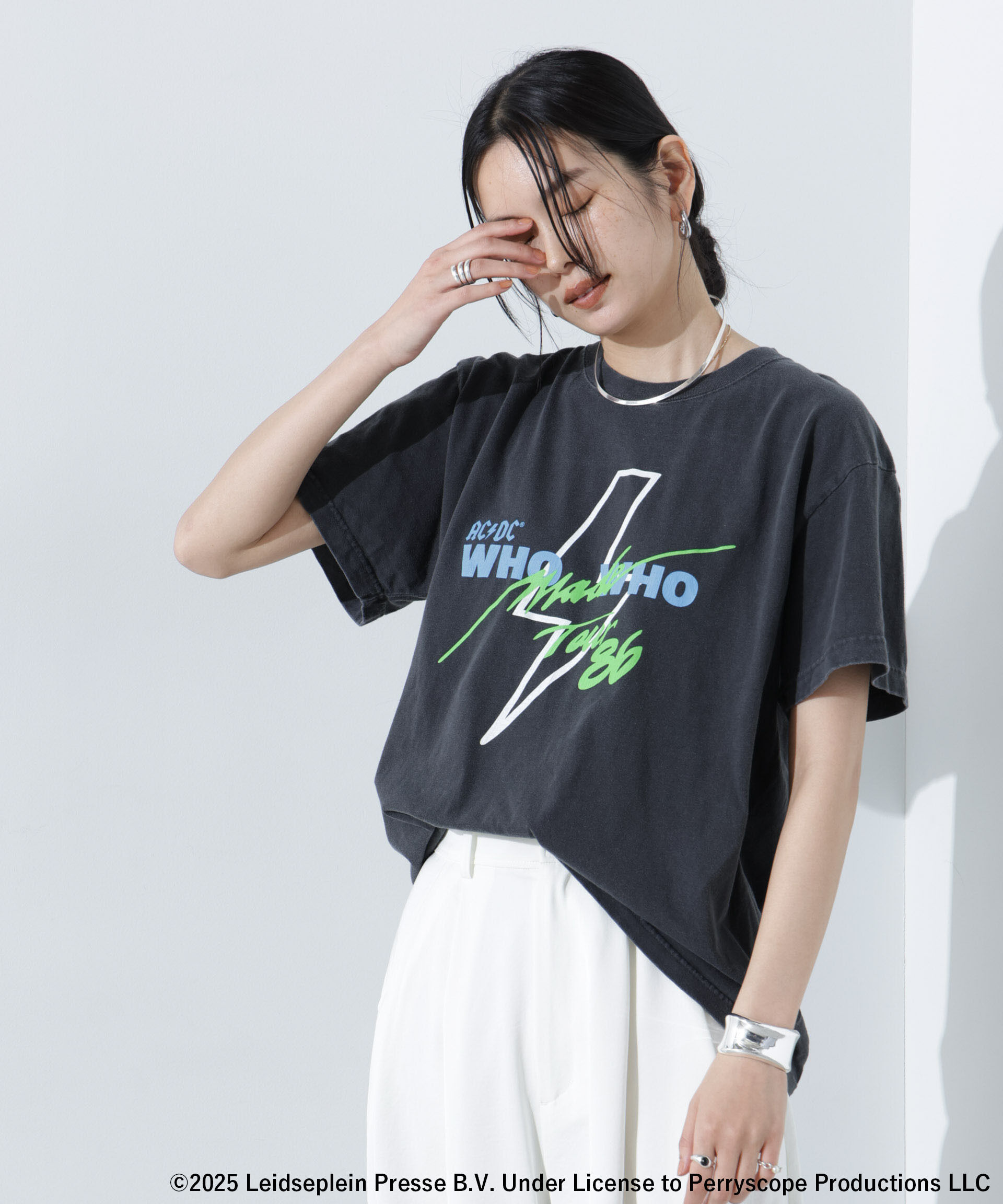 nano･universe「GOOD ROCK SPEED/AC/DC プリントTシャツ チャコール」|Tシャツ・カットソー|チャコール3