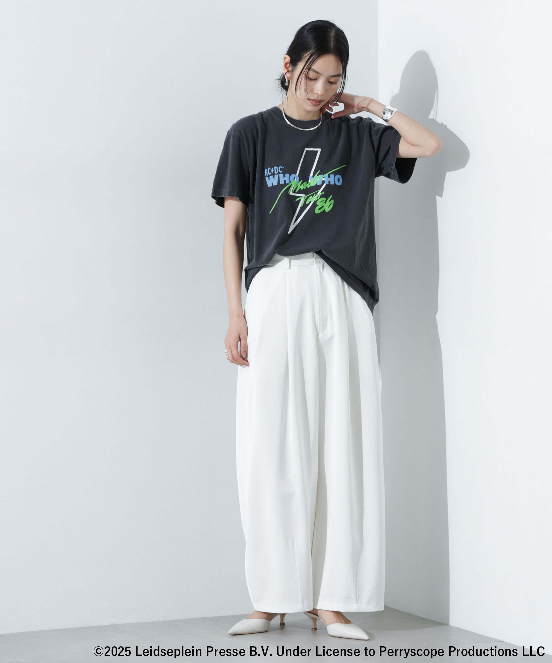 nano･universe「GOOD ROCK SPEED/AC/DC プリントTシャツ チャコール」|Tシャツ・カットソー|