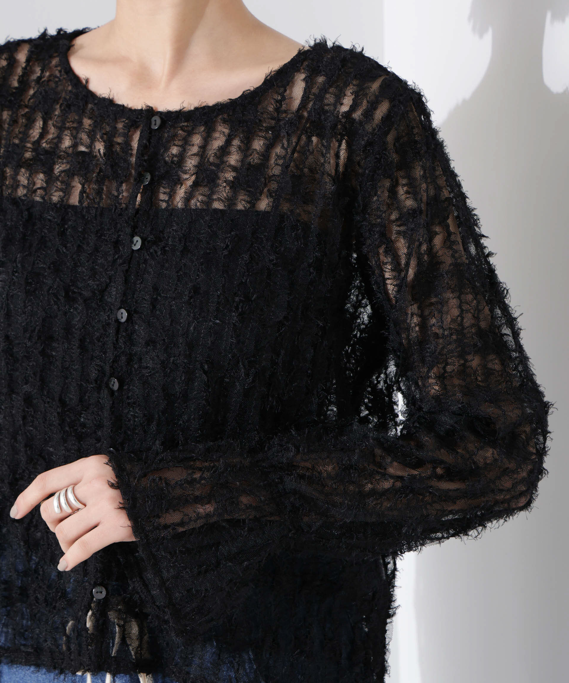 nano･universe「フリンジチュール前後2wayブラウス（セットアップ可）」|シャツ・ブラウス|