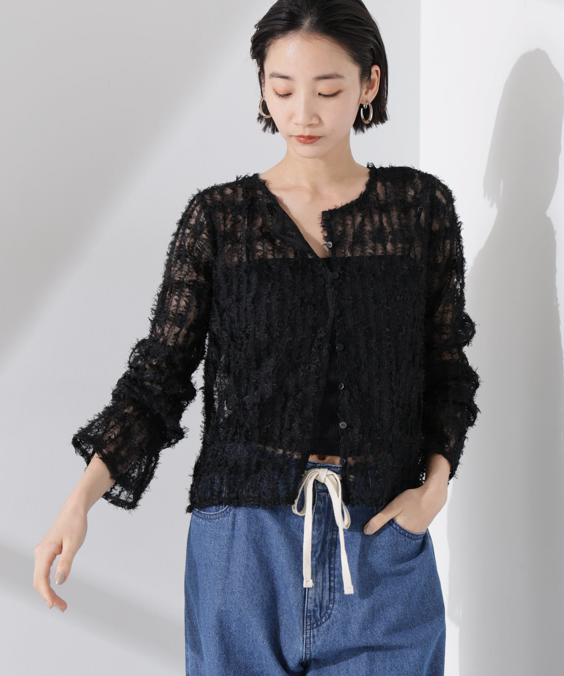 nano･universe「フリンジチュール前後2wayブラウス（セットアップ可）」|シャツ・ブラウス|