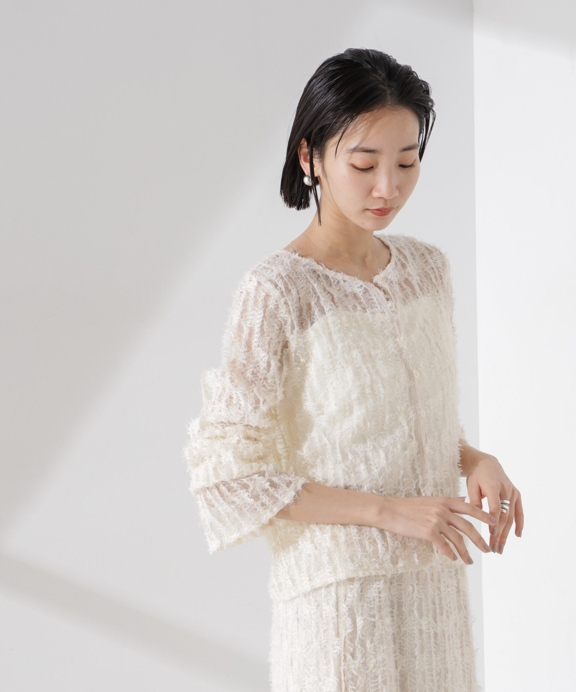 nano･universe「フリンジチュール前後2wayブラウス（セットアップ可）」|シャツ・ブラウス|