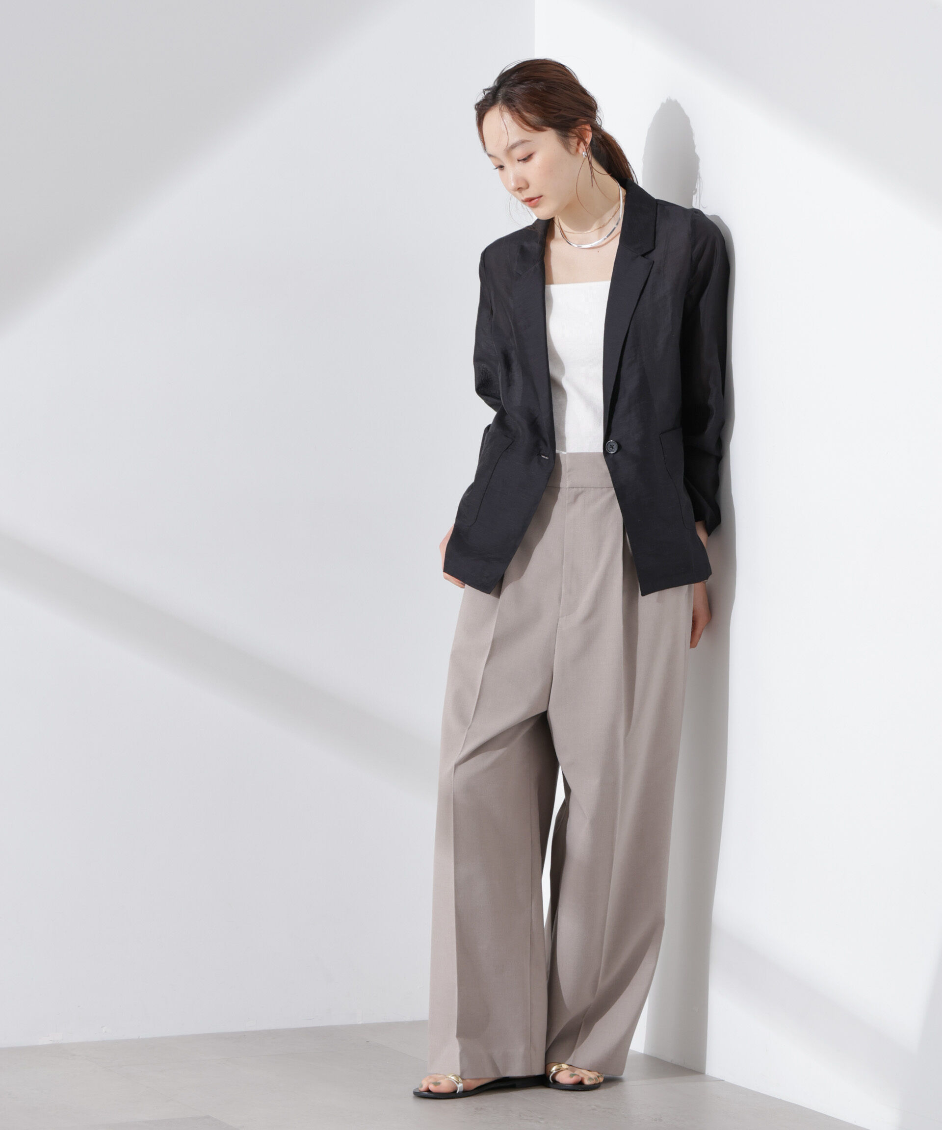 nano･universe「シアーシングルジャケット」|テーラードジャケット|