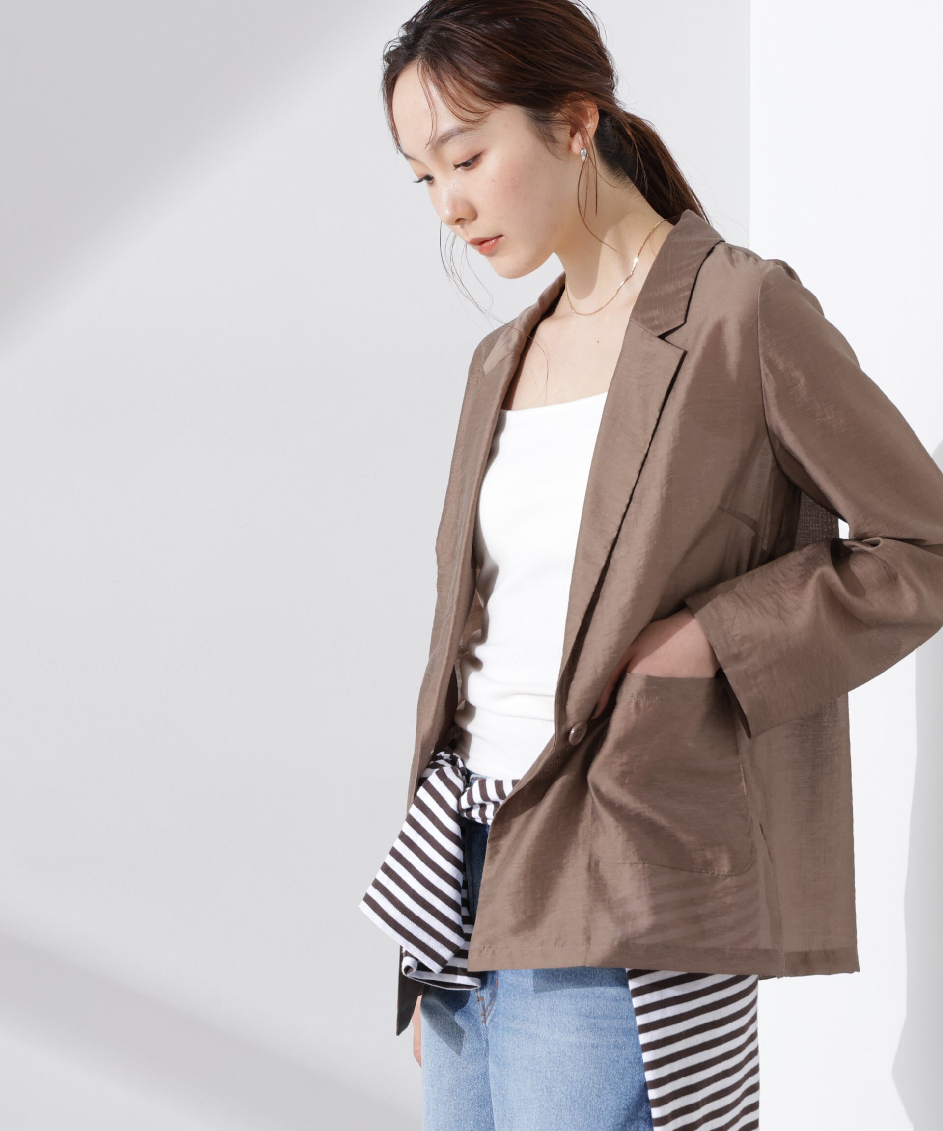 nano･universe「シアーシングルジャケット」|テーラードジャケット|