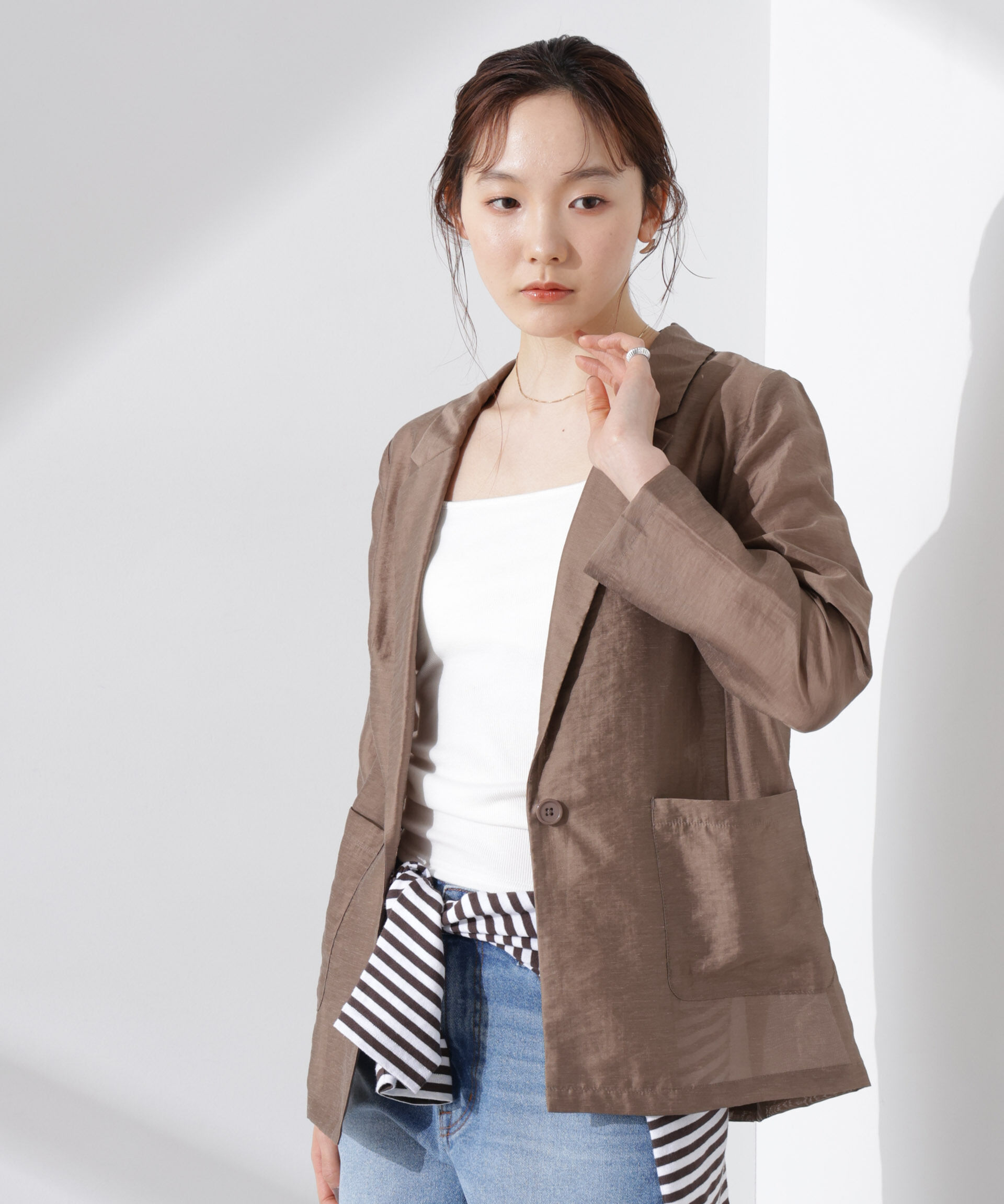 nano･universe「シアーシングルジャケット」|テーラードジャケット|