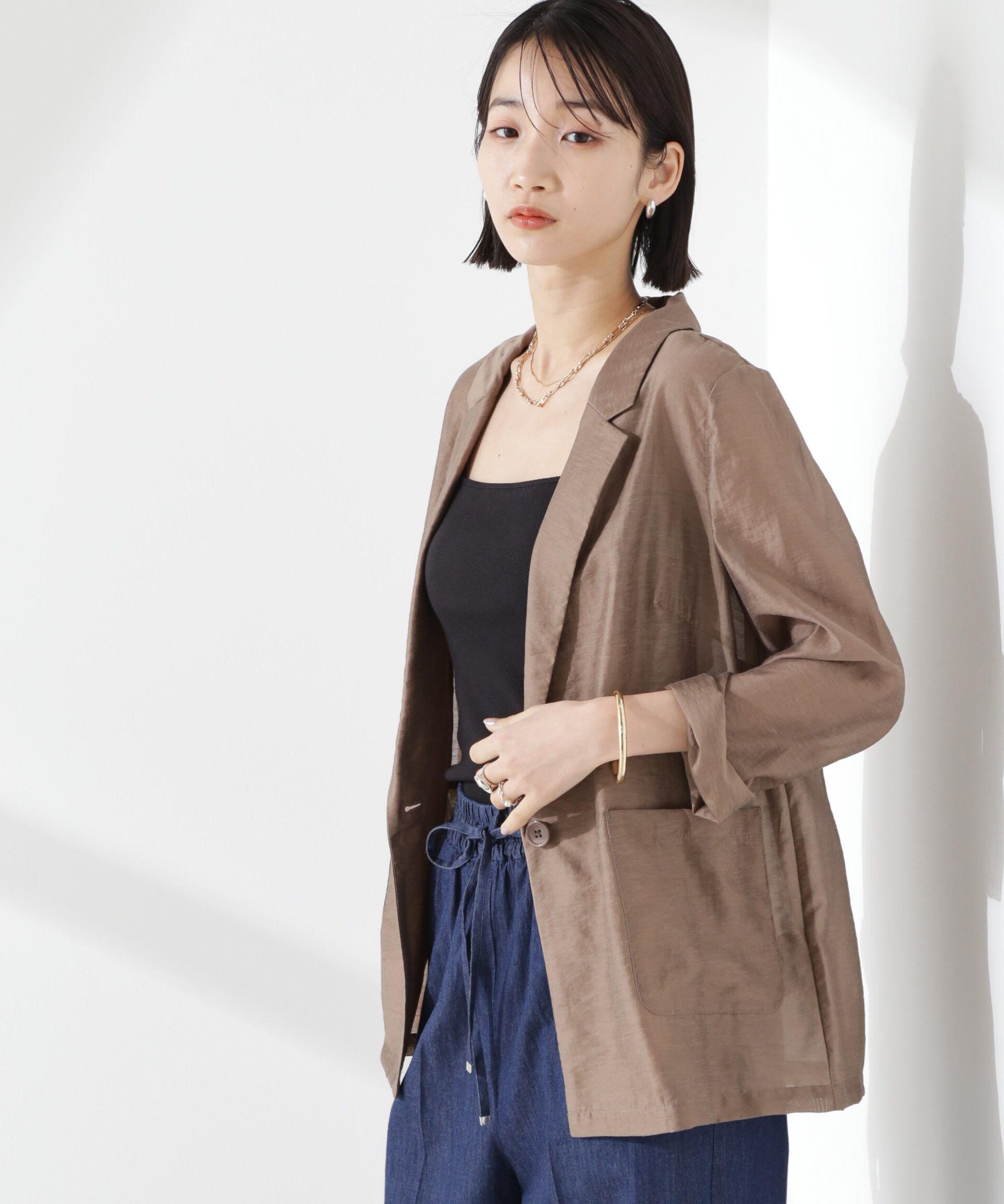 nano･universe「シアーシングルジャケット」|テーラードジャケット|