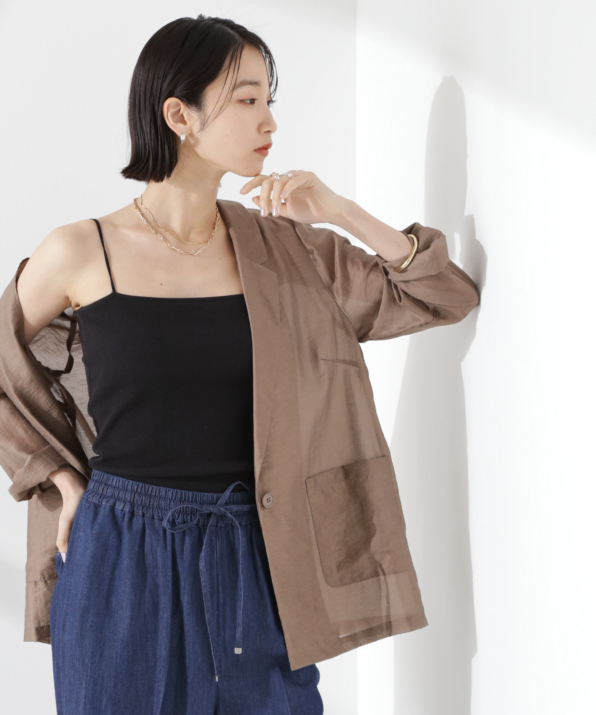 nano･universe「シアーシングルジャケット」|テーラードジャケット|