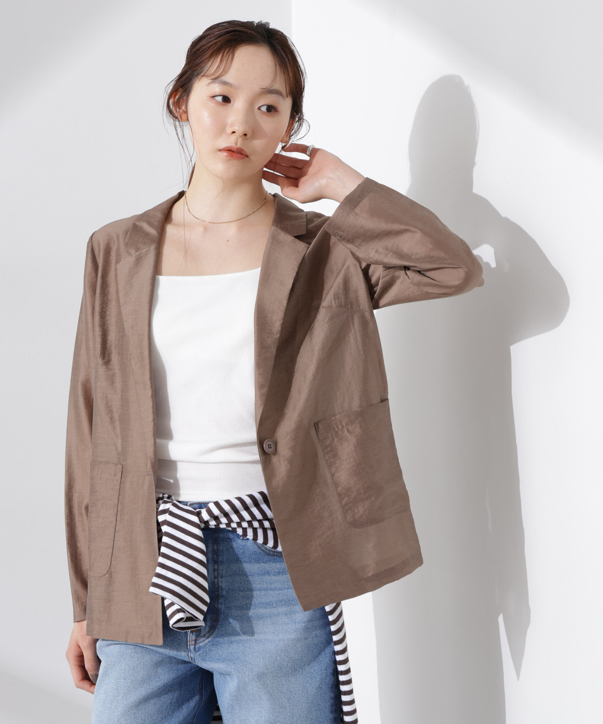 nano･universe「シアーシングルジャケット」|テーラードジャケット|
