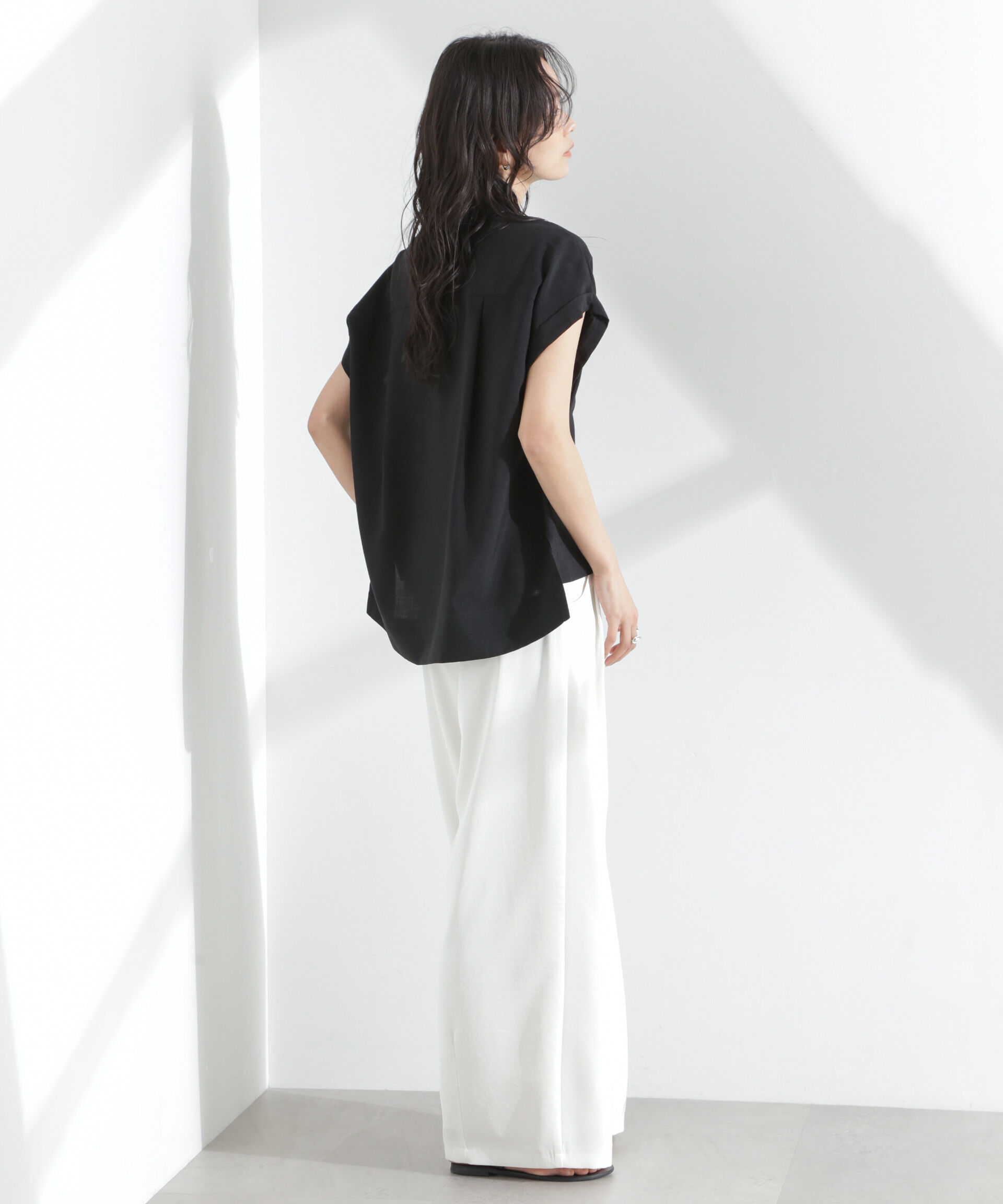 nano･universe「メランジドライ スタンドポケットシャツ(セットアップ可)」|シャツ・ブラウス|