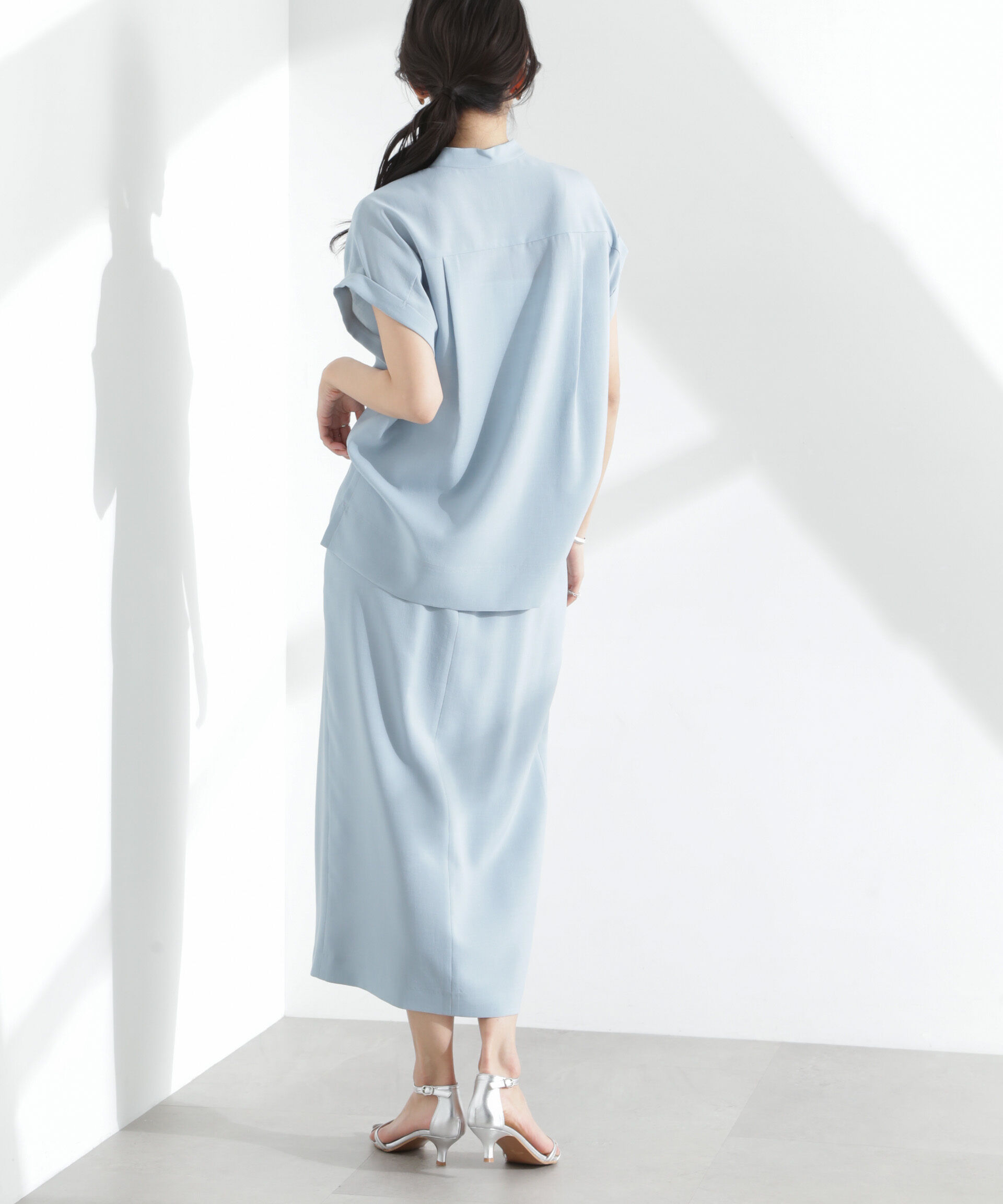 nano･universe「メランジドライ スタンドポケットシャツ(セットアップ可)」|シャツ・ブラウス|