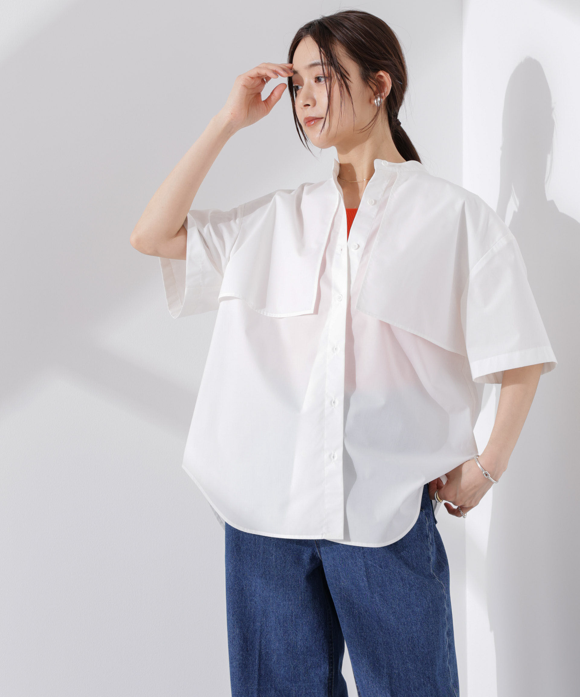 nano･universe「ケープディティール半袖シャツ」|シャツ・ブラウス|