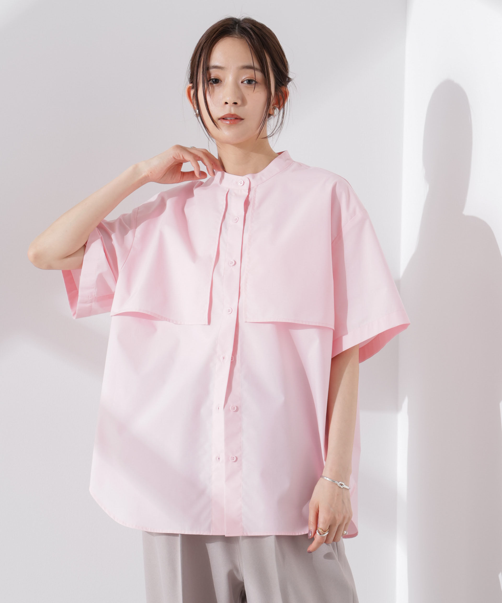 nano･universe「ケープディティール半袖シャツ」|シャツ・ブラウス|