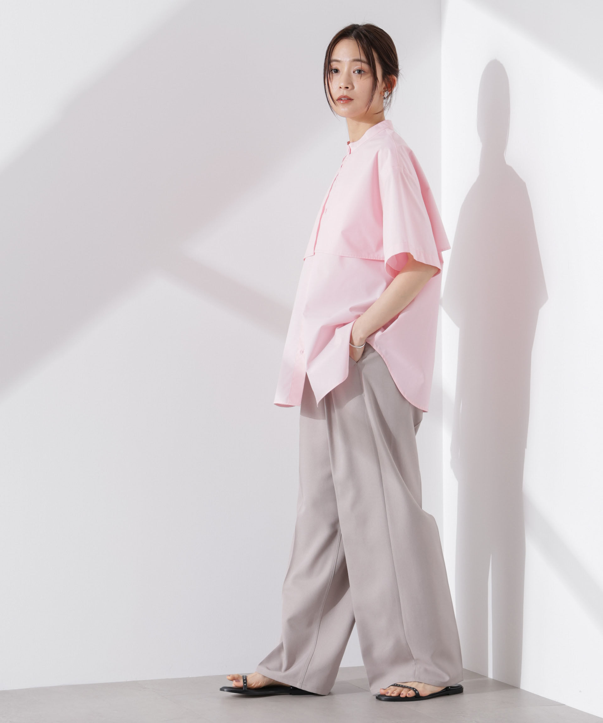 nano･universe「ケープディティール半袖シャツ」|シャツ・ブラウス|