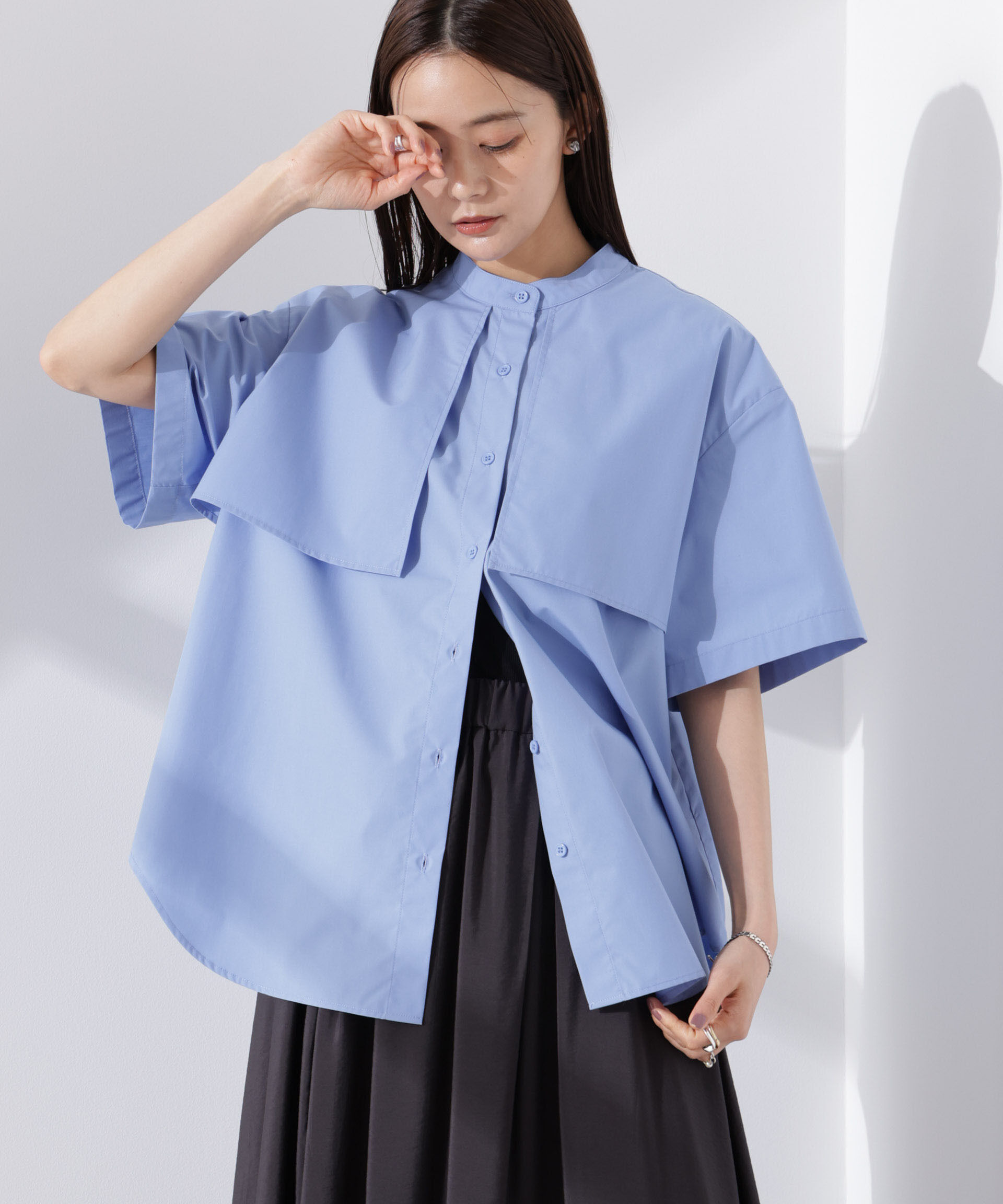 nano･universe「ケープディティール半袖シャツ」|シャツ・ブラウス|